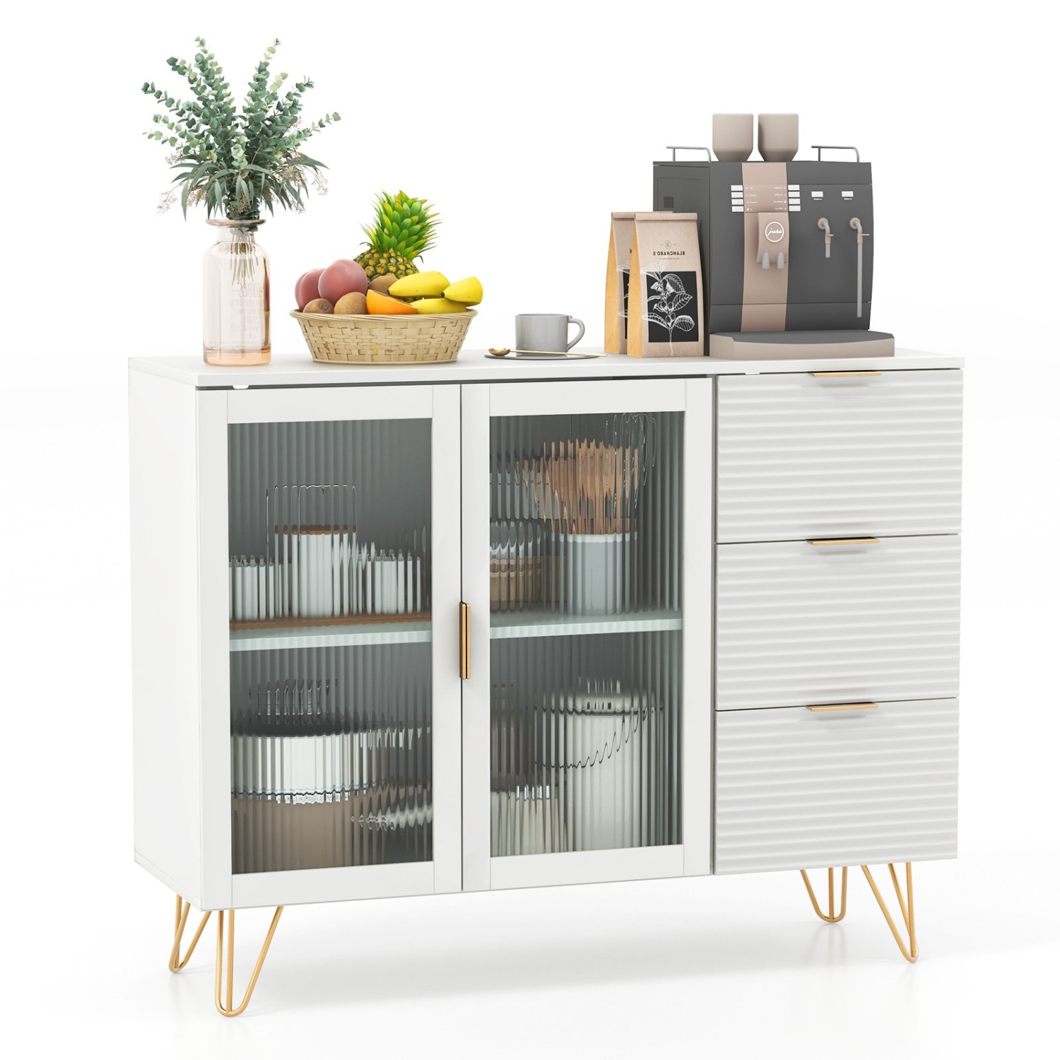 Modern Sideboard Buffet Cabinet with 2 Doors and 3 Drawers for Dining or Living Room