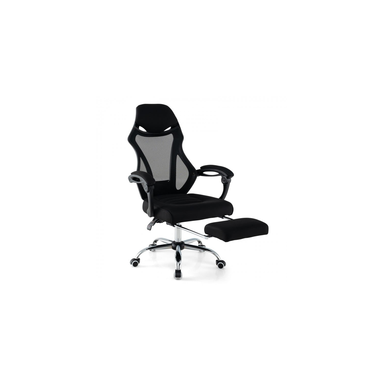 Mesh Office Chair with Ergonomic Design, Footrest, and Tilting Backrest