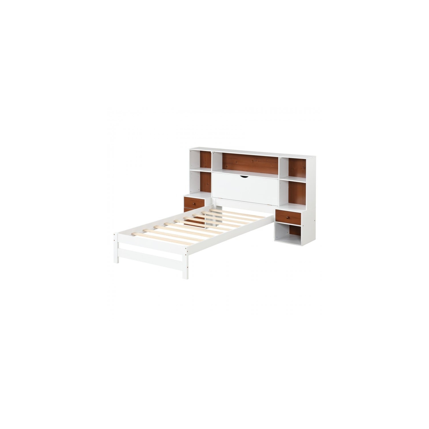 Storage Headboard Bed Frame with USB Ports and Matching Nightstands