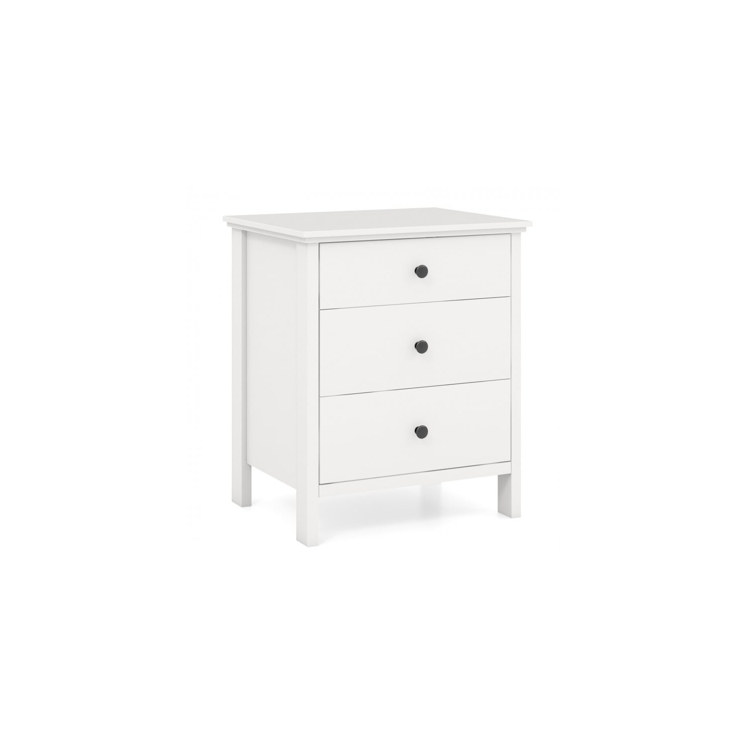 Table de chevet moderne en bois à 3 tiroirs - Blanc