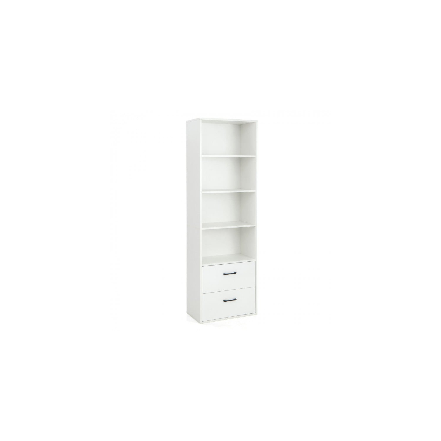 6-Tier Tall Freestanding Bookshelf with 4 Open Shelves and 2 Drawers for Storage