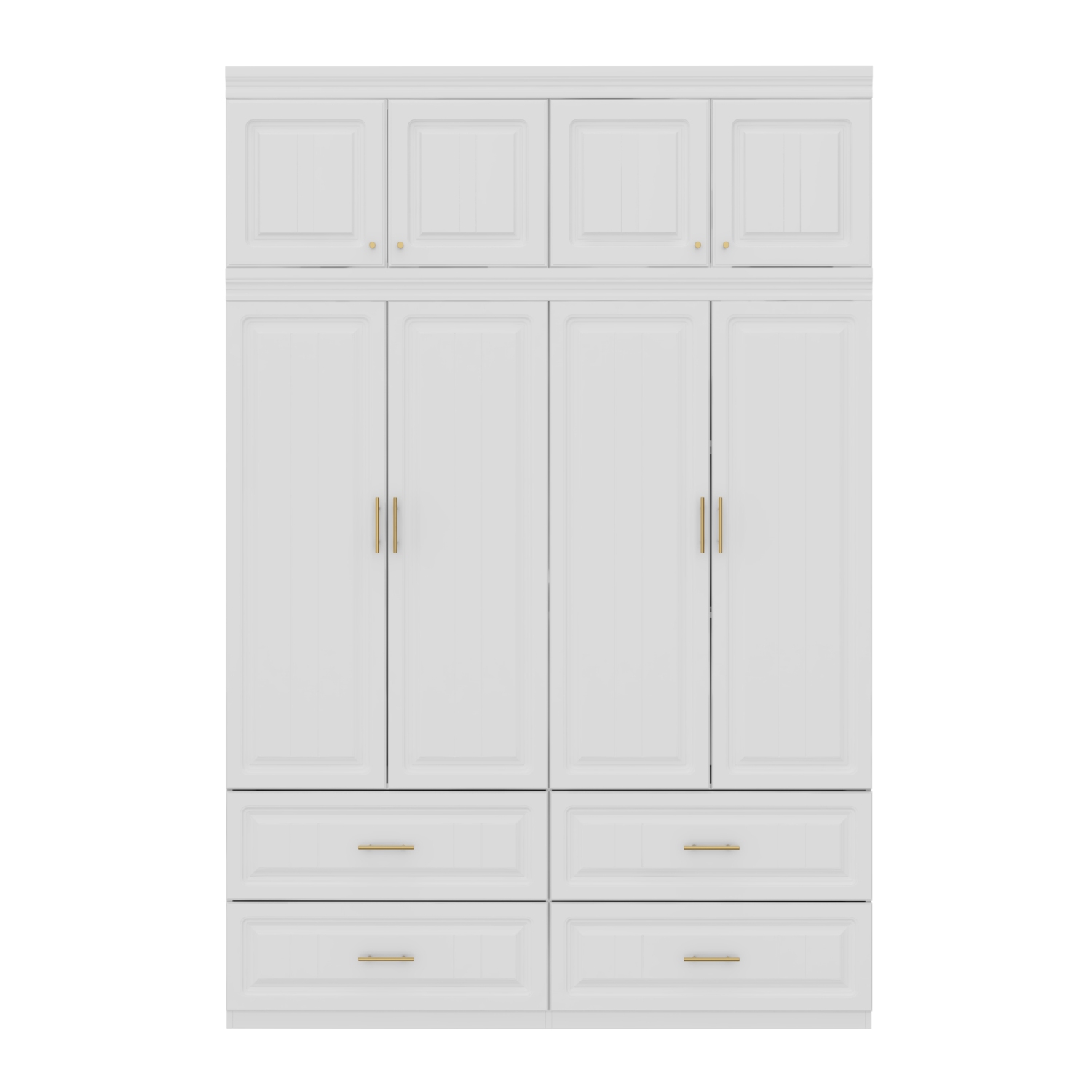Famapy Modern White Armoire Wardrobe Closet with Hanging Rod, Cube Storage & Drawers – Freestanding MDF Bedroom Organizer
