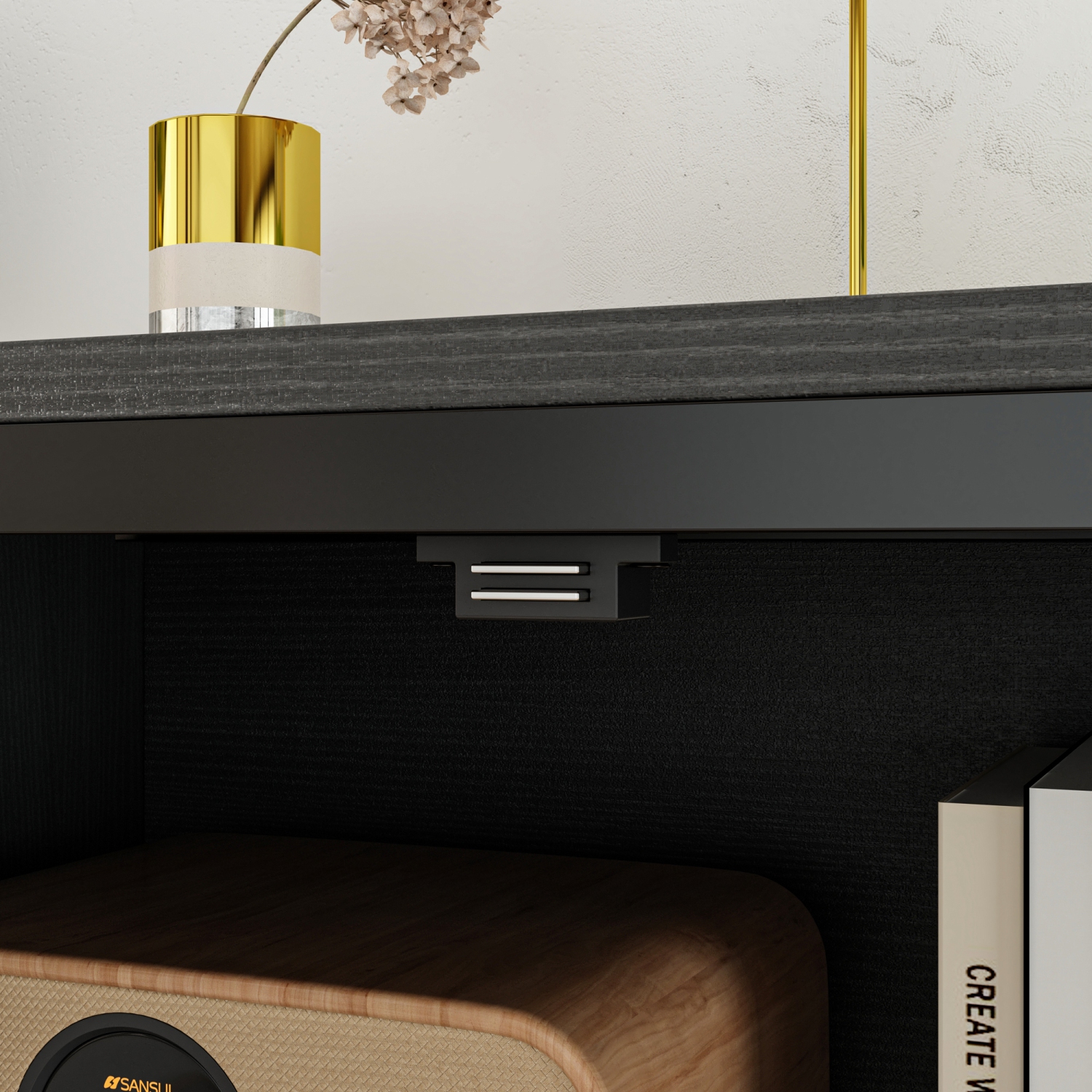 Famapy Modern Metal Filing Cabinet with Glass Doors and LED Lighting – Industrial Storage Sideboard with USB-Powered 3-Color Light Strip, Adjustable