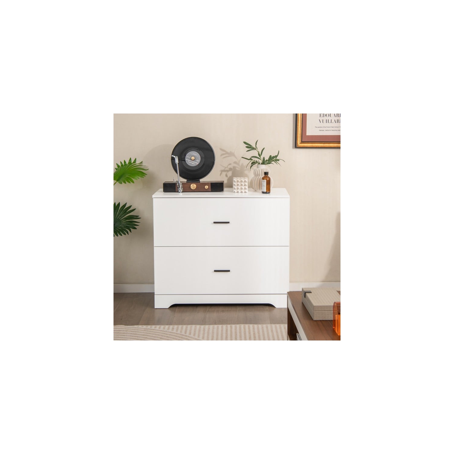 Office Filing Cabinet with 2 Large Drawers and Adjustable Bars for Letter & Legal File Storage