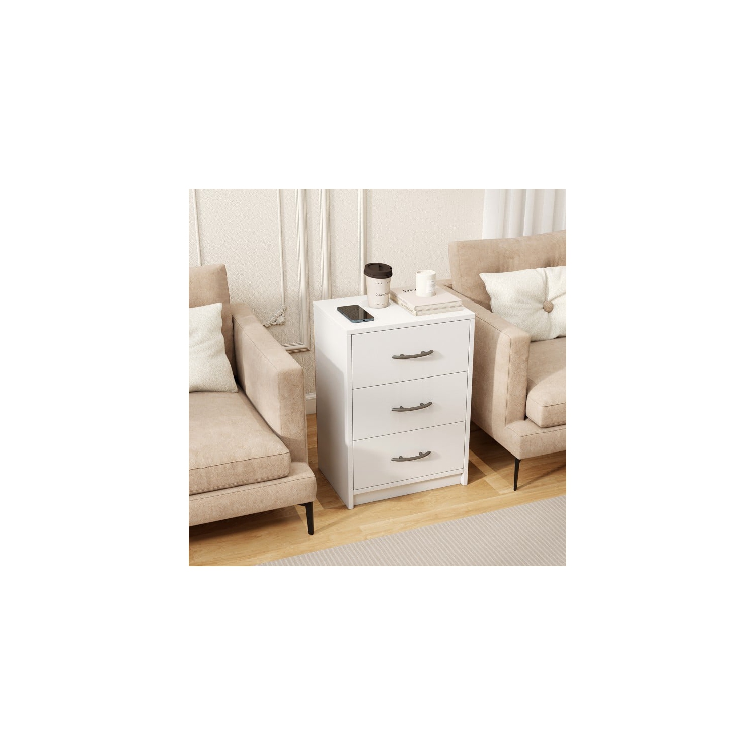 3-Tier Storage Nightstand – Compact Organizer Table for Home or Apartment