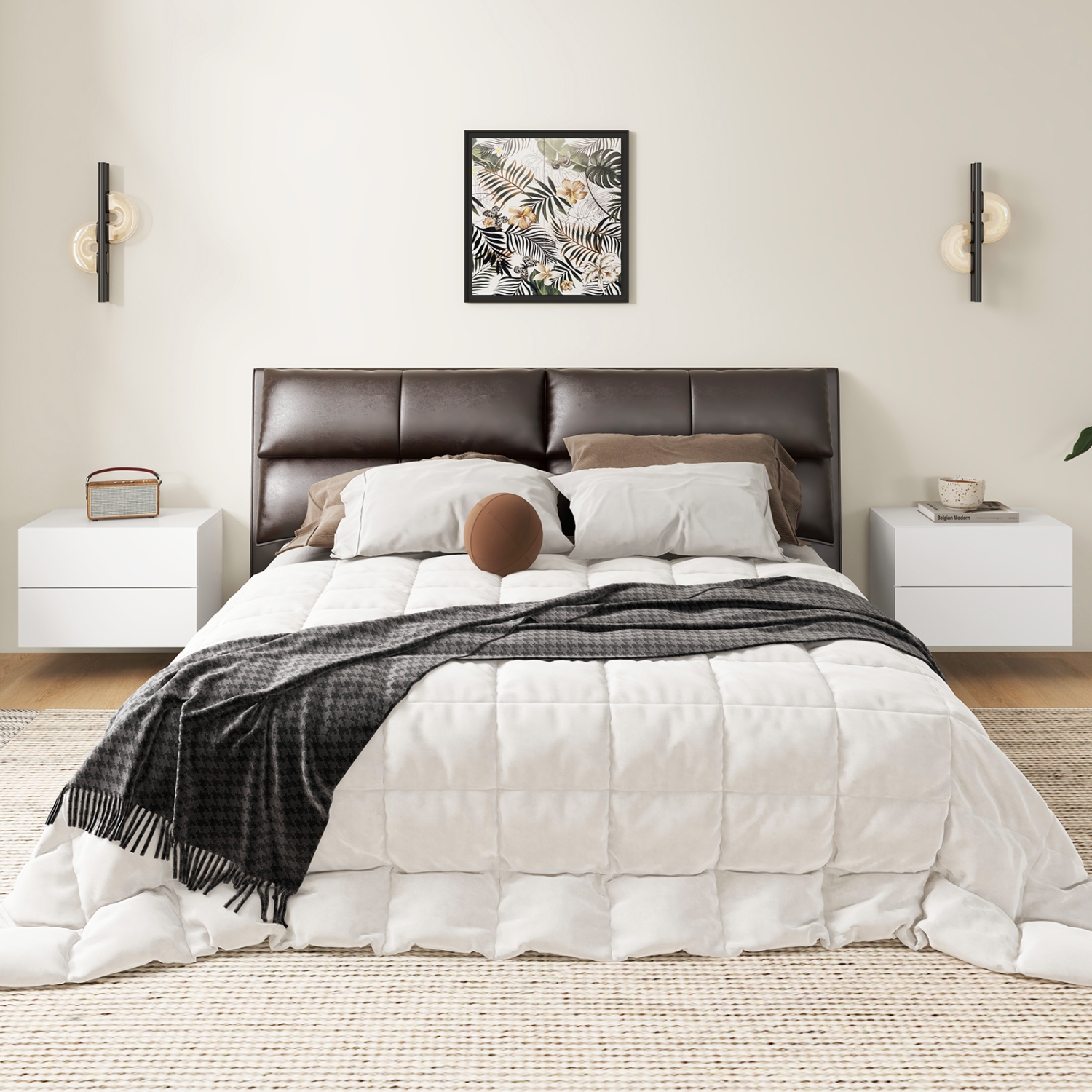 Floating Nightstand with Drawer – Modern Wall Bedside Shelf for Small Spaces