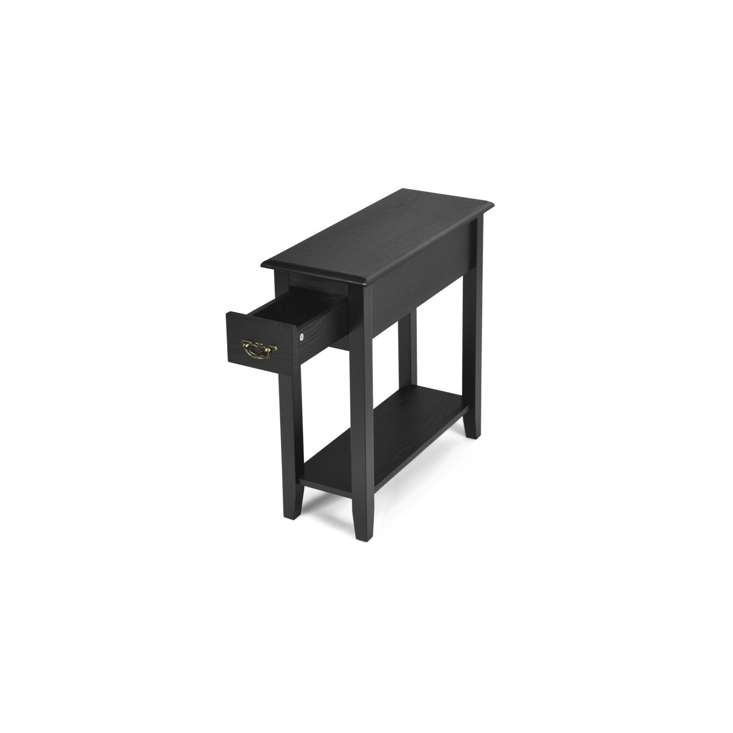 Table de chevet à 2 niveaux pour canapé d'appoint Table de chevet étroite - Noir