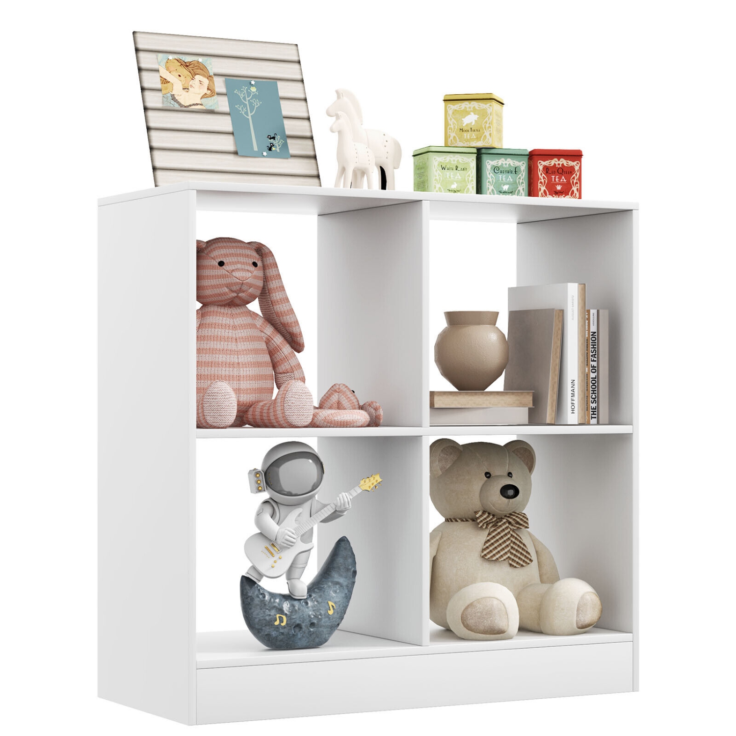 4-Cube Bookcase for Kids with Open Shelves, Ideal for Books and Playroom Storage