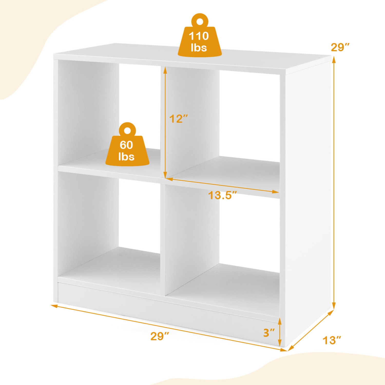 4-Cube Bookcase for Kids with Open Shelves, Ideal for Books and Playroom Storage