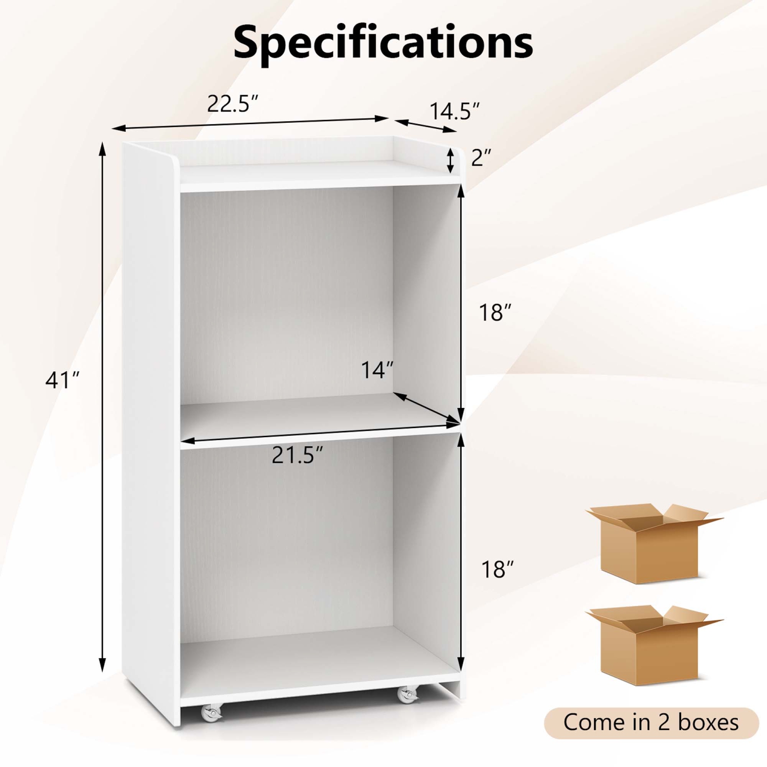 Gymax Set of 2 Rolling Podium Stand Mobile Lectern Stand w/ 2 Shelves & Lockable Wheels