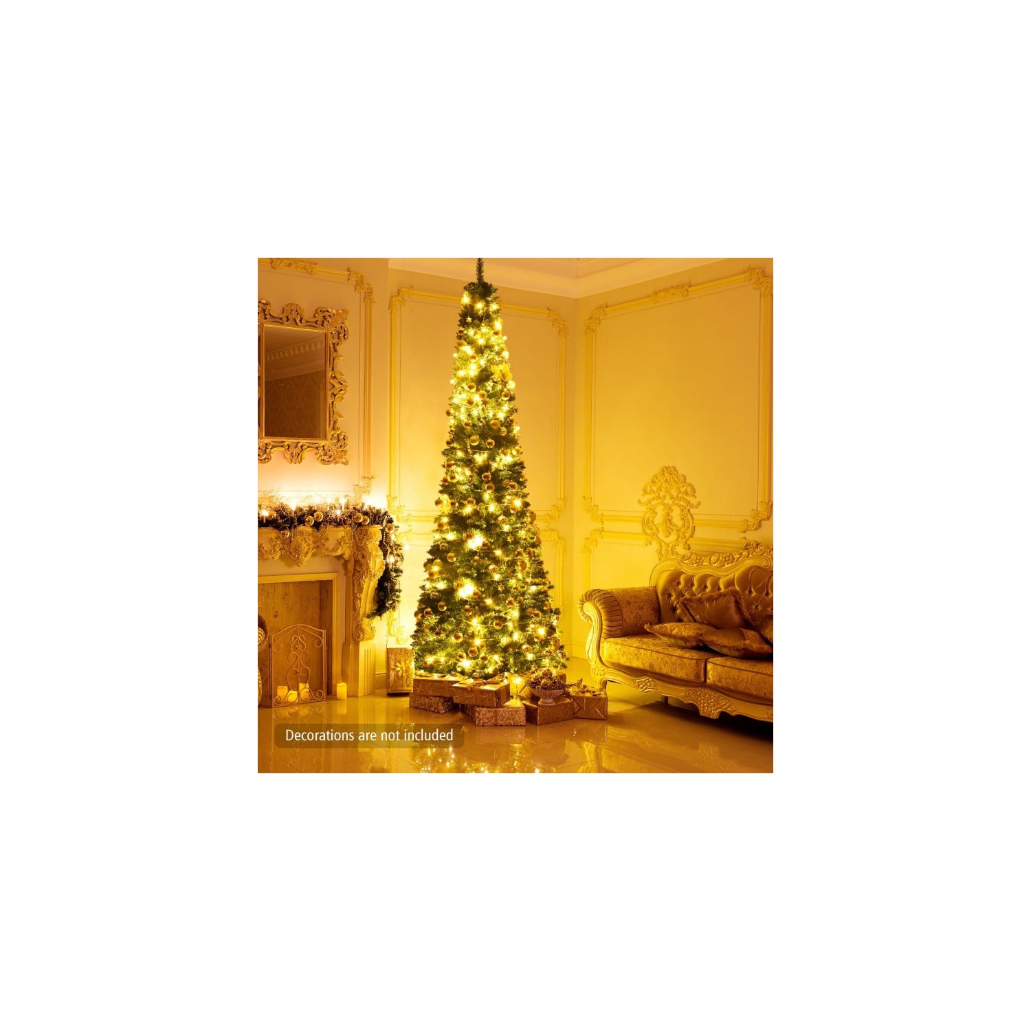 Arbre de Noël artificiel haut et étroit en PVC avec un crayon compact