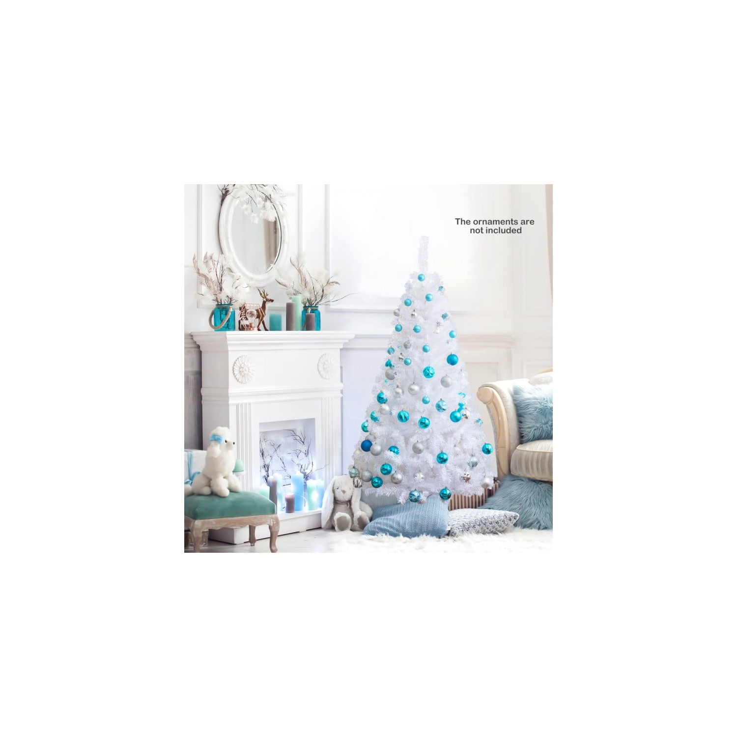 Arbre de Noël en PVC artificiel avec support en métal solide pour décoration intérieure des Fêtes