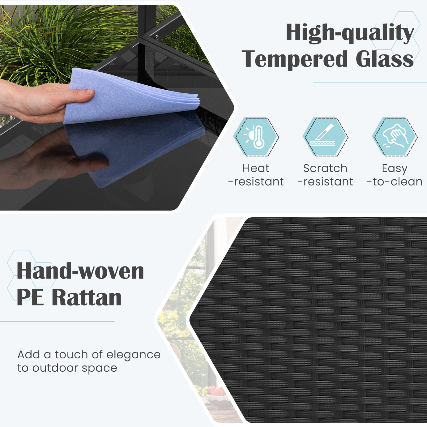 Chariot de service extérieur résistant aux intempéries avec armoire de rangement et crochets pour la piscine ou la terrasse