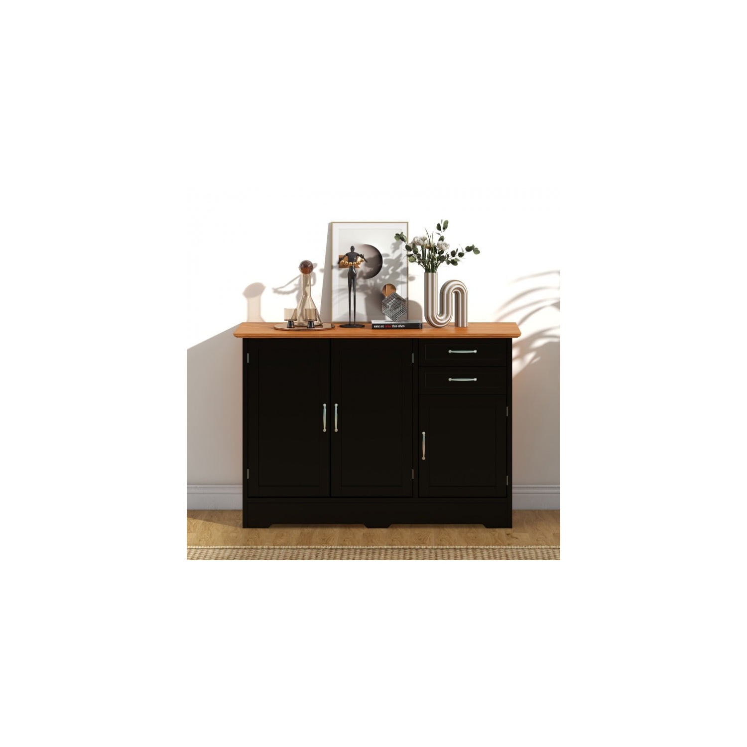 Buffet multifonction – Table console avec armoire à 2 portes et tiroirs