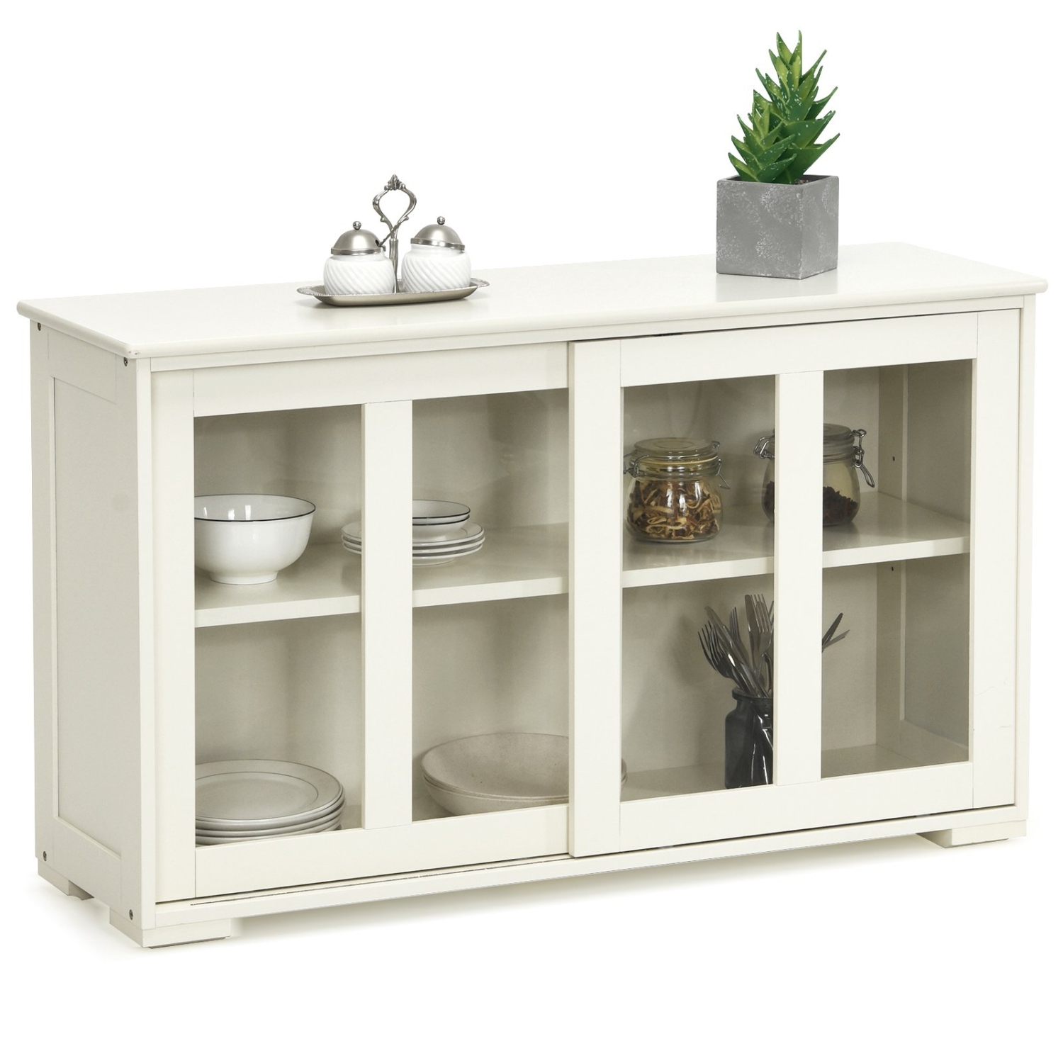 Modern Sideboard Storage Cabinet with Sliding Barn Door and Buffet Console Design