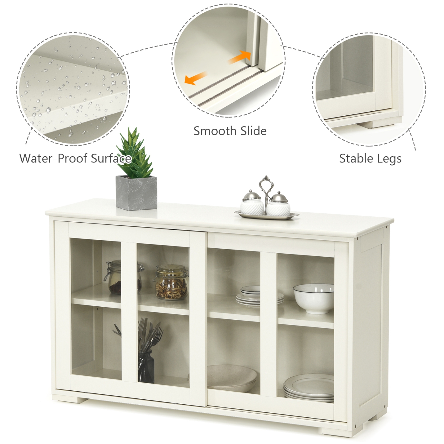 Modern Sideboard Storage Cabinet with Sliding Barn Door and Buffet Console Design