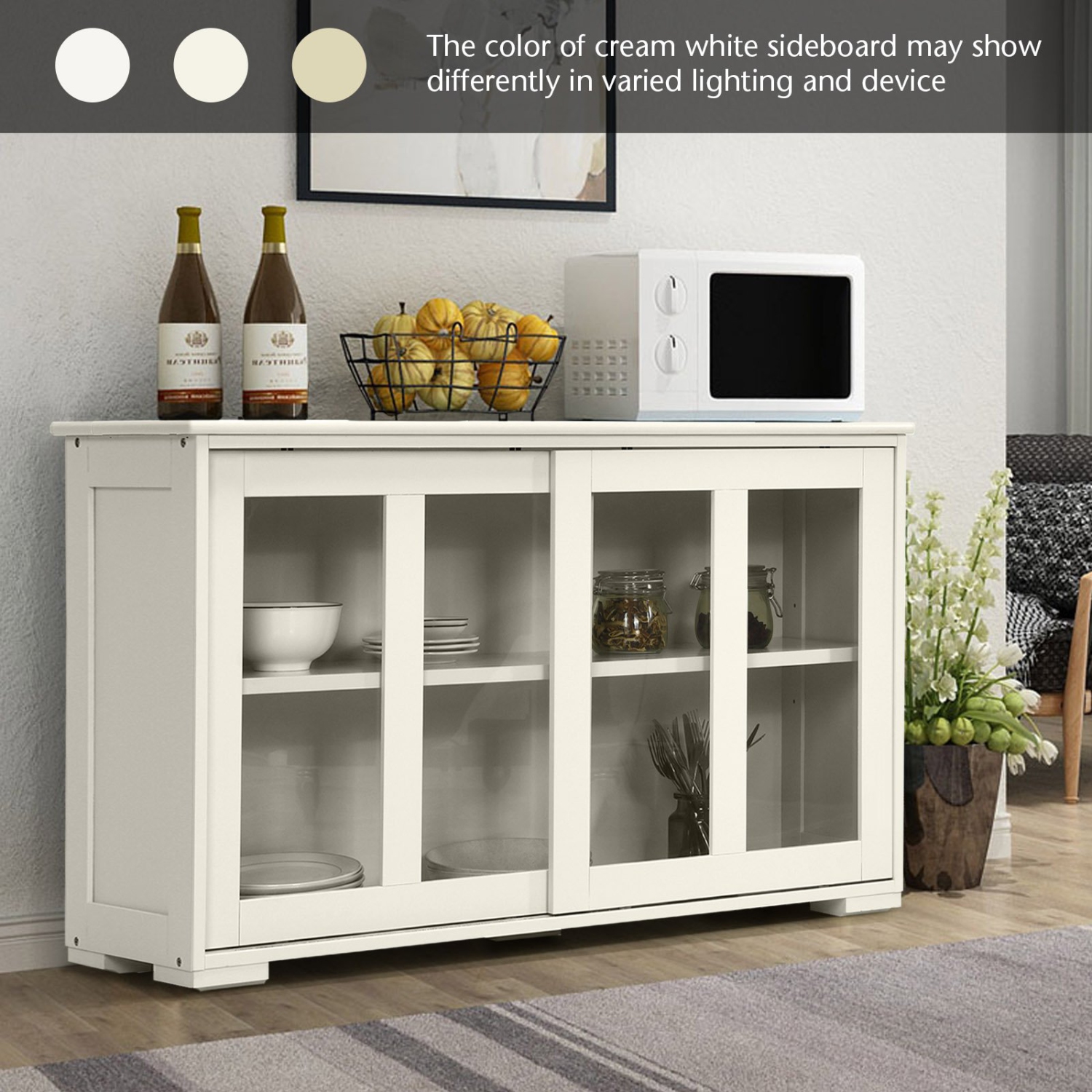 Modern Sideboard Storage Cabinet with Sliding Barn Door and Buffet Console Design