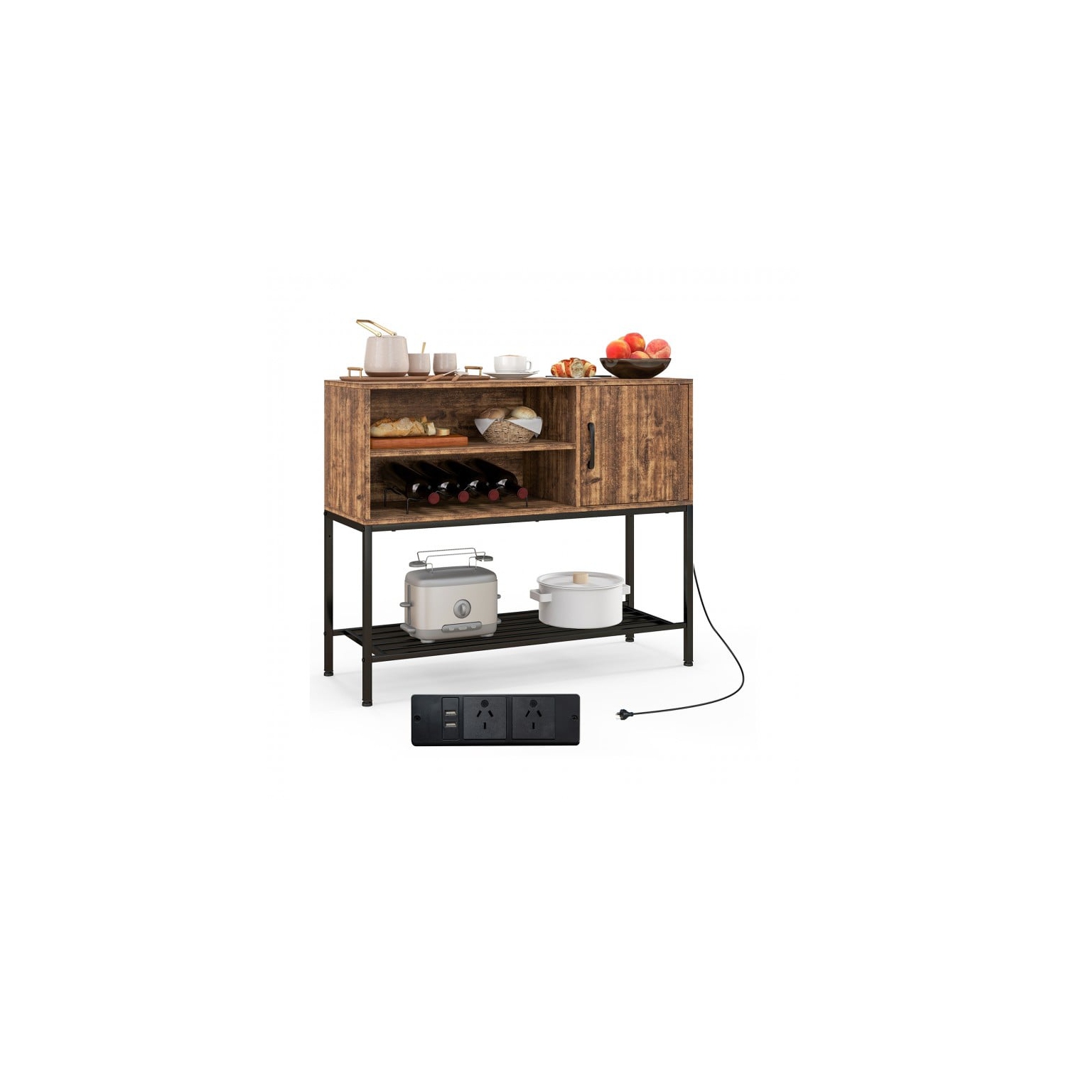 Coffee Bar Cabinet with Power Outlets and USB Port, Buffet Sideboard for Kitchen