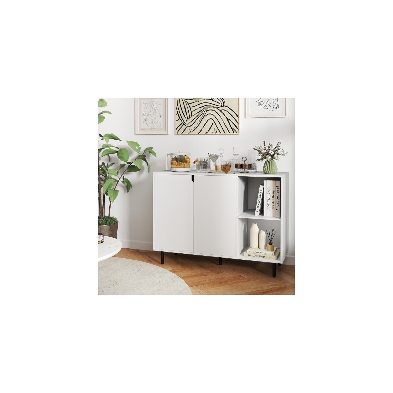 Buffet avec tablettes réglables pour la cuisine ou la salle à manger