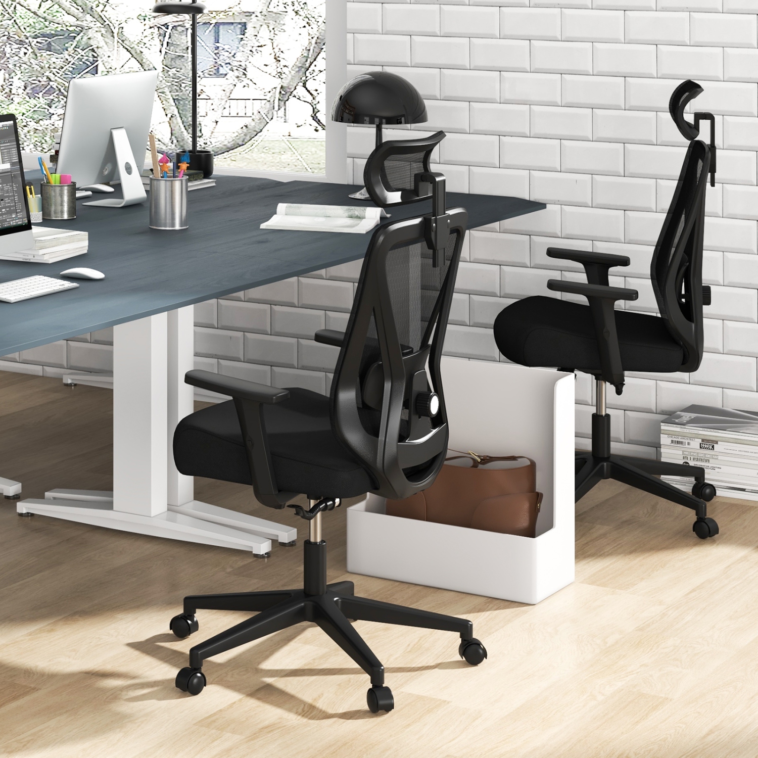 Fauteuil de bureau ergonomique réglable en filet avec dossier pivotant et berçant