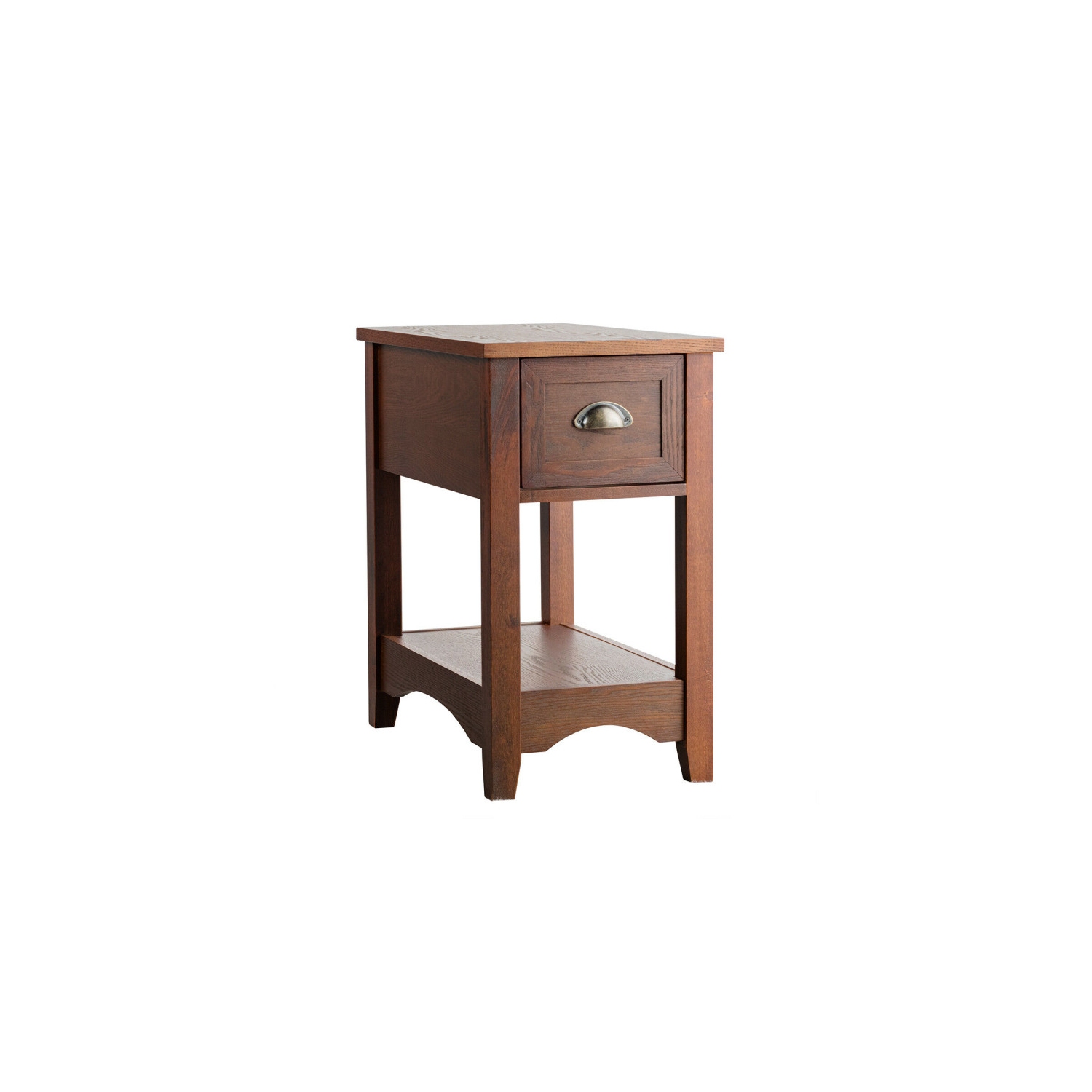 Table d'appoint contemporaine – Table d'extrémité compacte avec tiroir de rangement et tablette