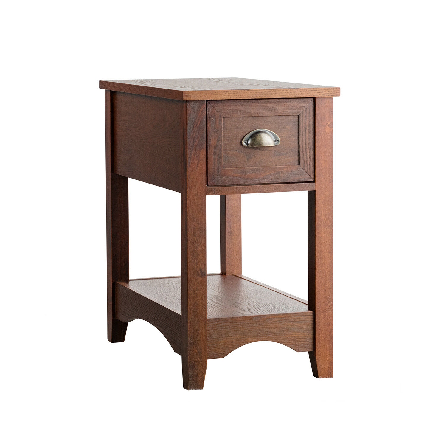 Table d'appoint contemporaine – Table d'extrémité compacte avec tiroir de rangement et tablette