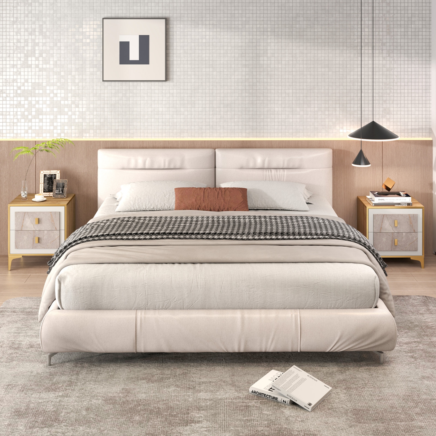 Table de chevet moderne – 2 tiroirs coulissants pour le rangement latéral d'une chambre ou d'un canapé