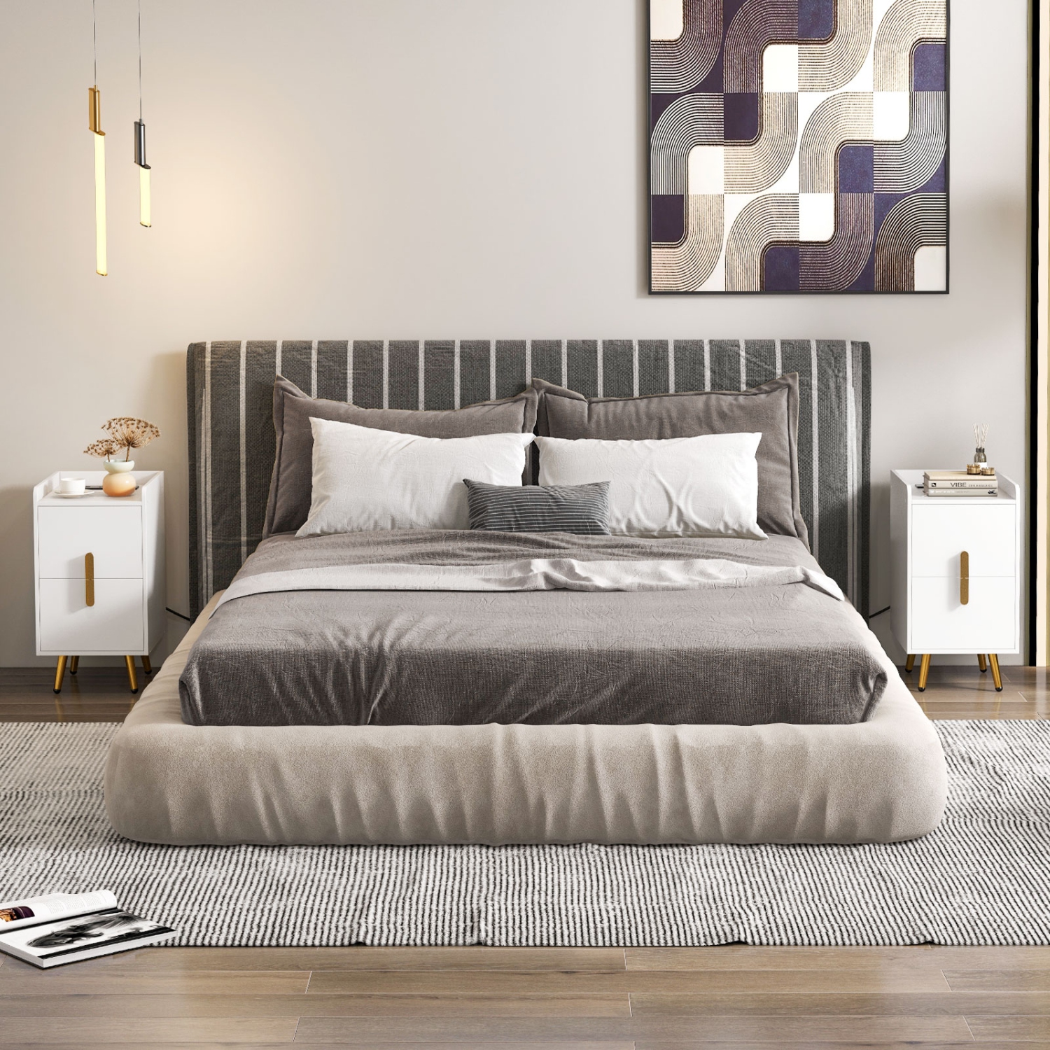 Table de chevet avec 2 tiroirs et ports USB pour la chambre ou le salon