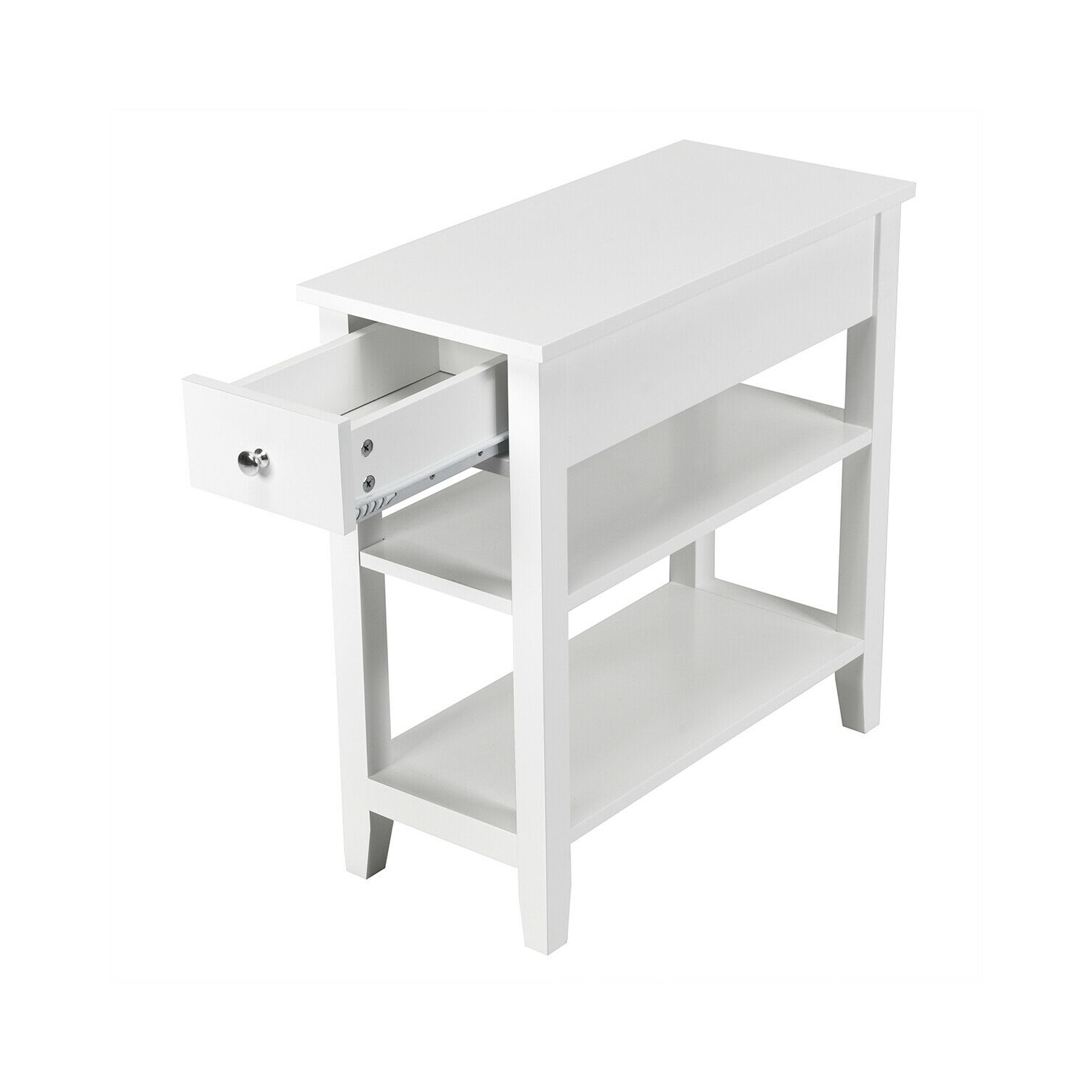 Table de chevet moderne à 3 niveaux – Table de chevet avec tiroir et 2 tablettes de rangement