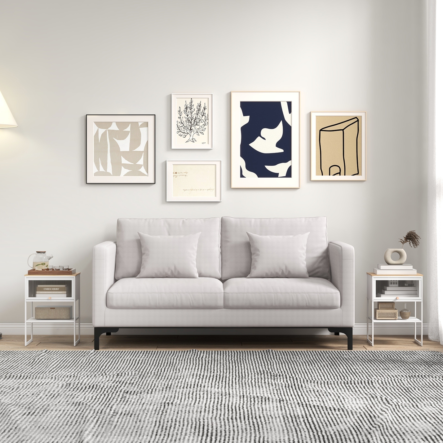 Table de chevet avec porte rabattable et tablette de rangement pour chambre ou salon