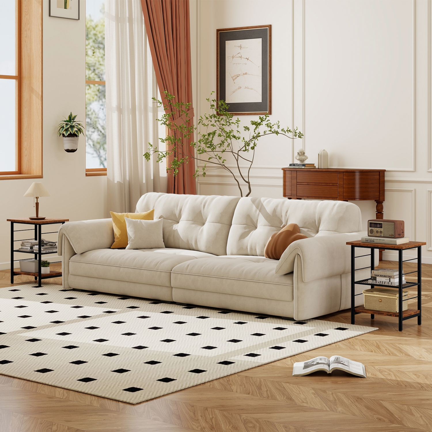 Table de bout à 3 niveaux Table de chevet compacte Table de chevet industrielle pour la chambre à coucher