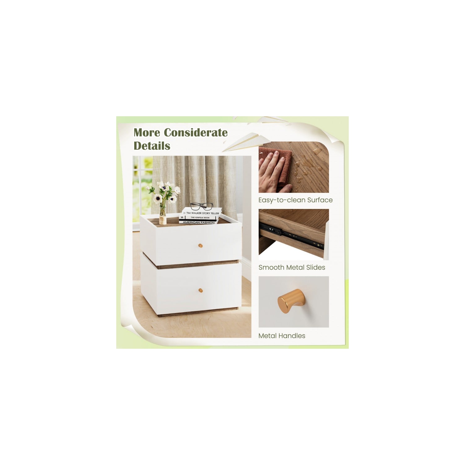 Table d'appoint à 2 tiroirs – Table de chevet pour le salon ou les petits espaces