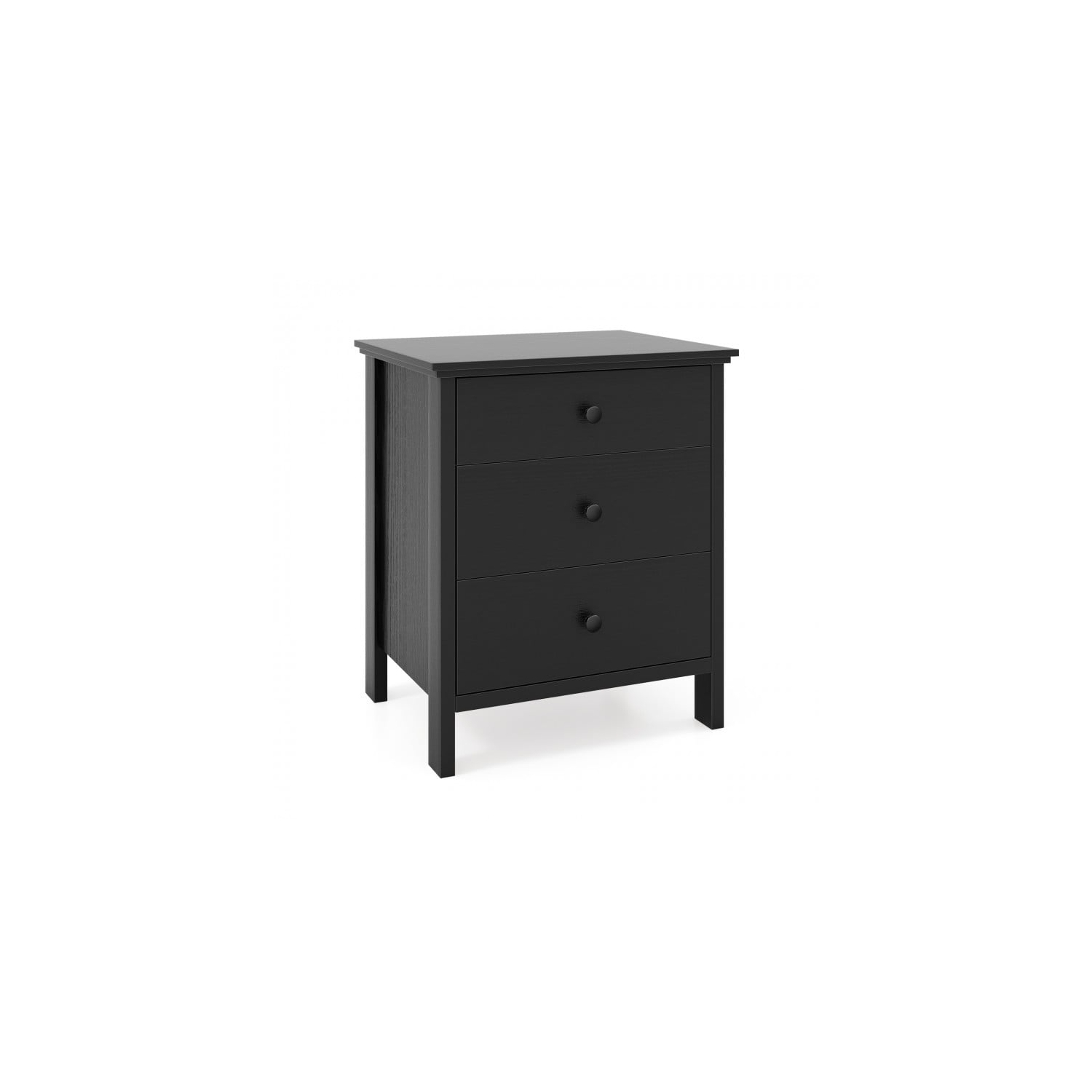 Table de chevet moderne en bois à 3 tiroirs - Noir