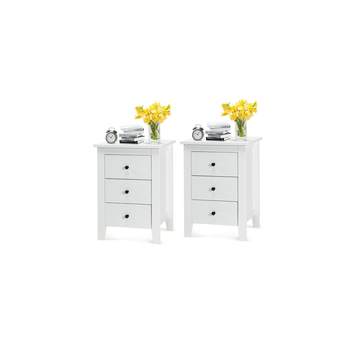 Ensemble de 2 tables de chevet modernes – Armoires de chevet en bois avec tiroirs