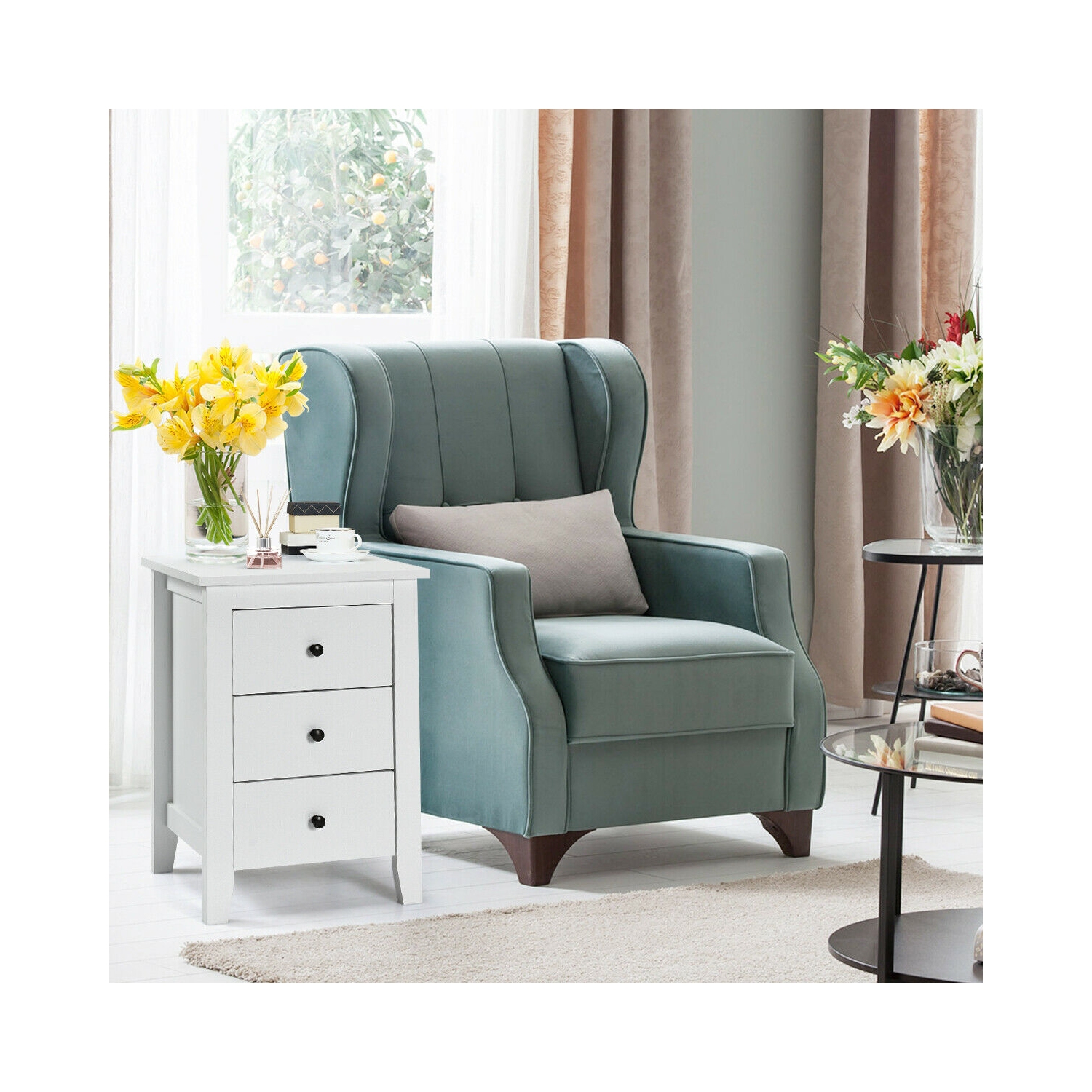 Ensemble de 2 tables de chevet modernes – Armoires de chevet en bois avec tiroirs