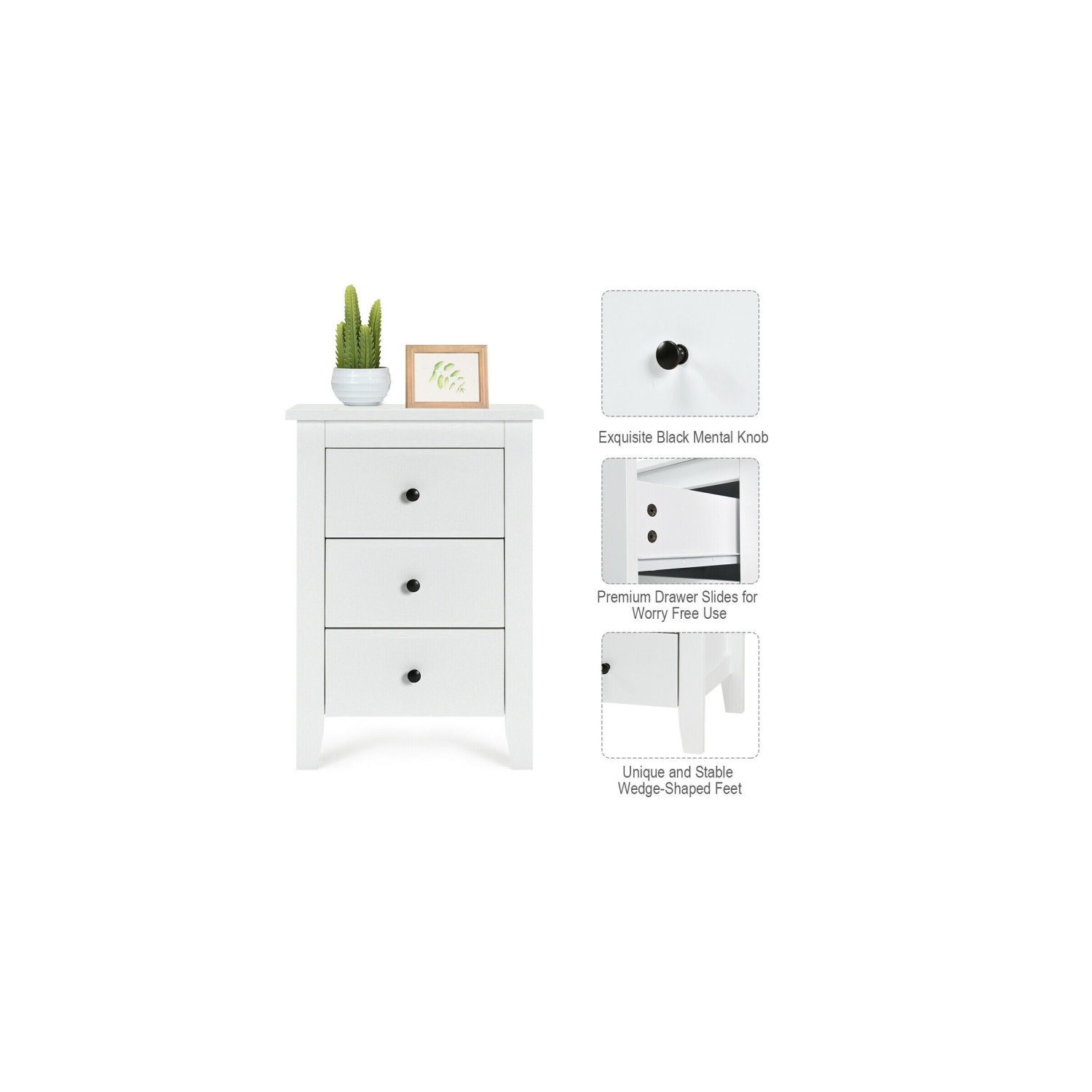 Ensemble de 2 tables de chevet modernes – Armoires de chevet en bois avec tiroirs