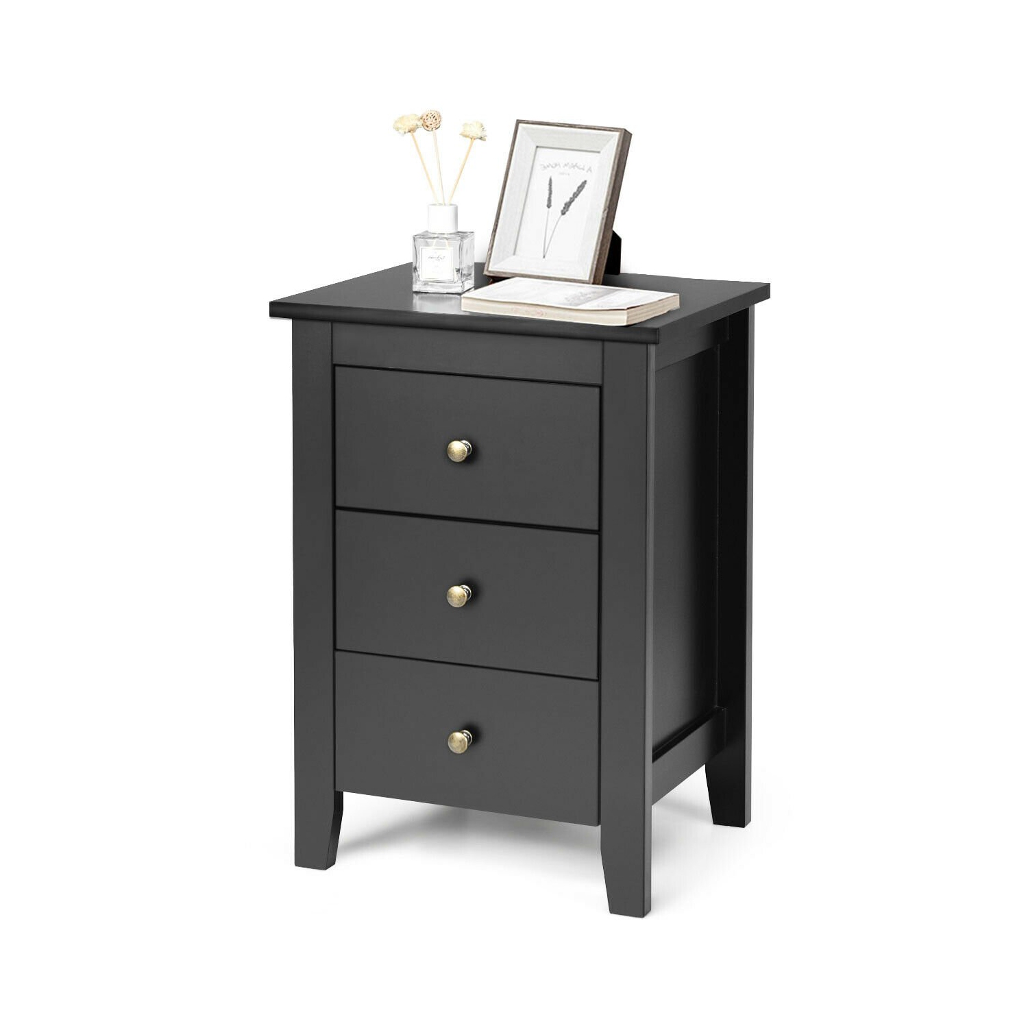 Armoire de chevet contemporaine – Table de chevet en bois avec 3 tiroirs