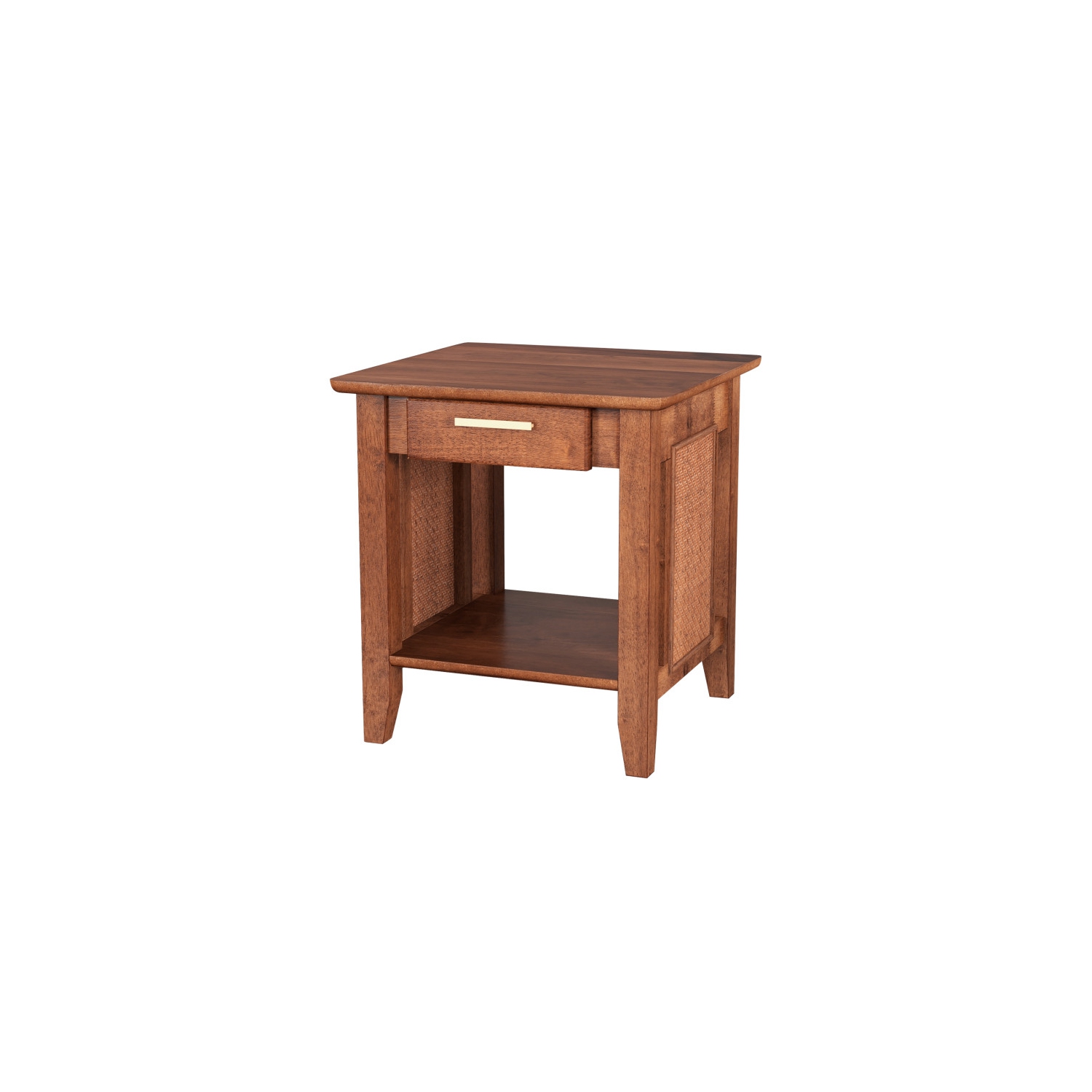 Table de chevet en rotin avec tiroir et tablette de rangement pour chambre ou salon