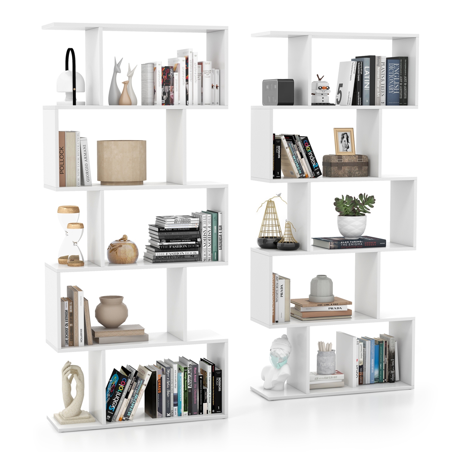 5-Tier Bookshelf with Anti-Toppling Device for Living Room or Home Office Storage