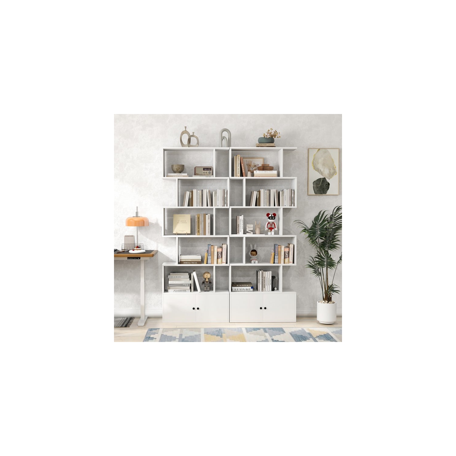 Freestanding 6-Shelf Bookcase with Anti-Tipping Kit for Living Room or Office