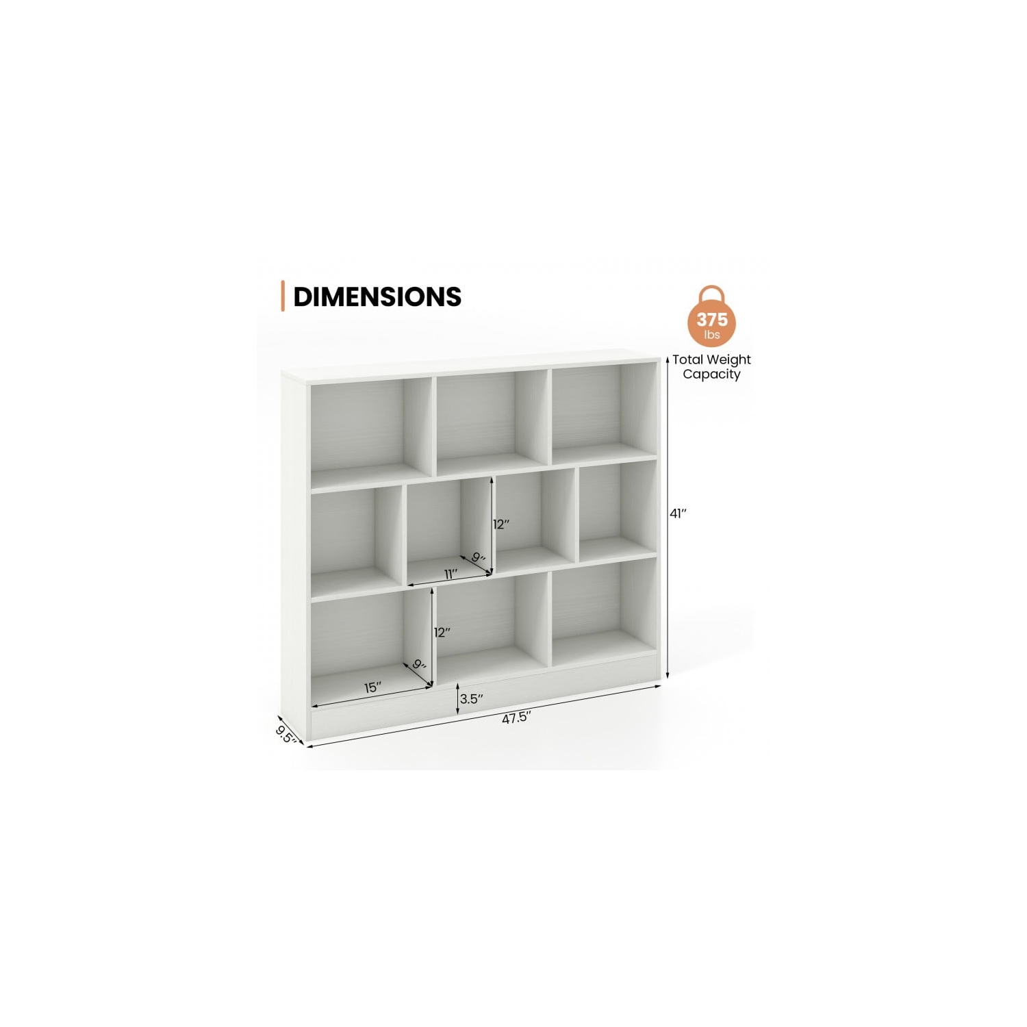 Wooden Toy Storage Organizer with 10 Cubes for Kids Room or Playroom