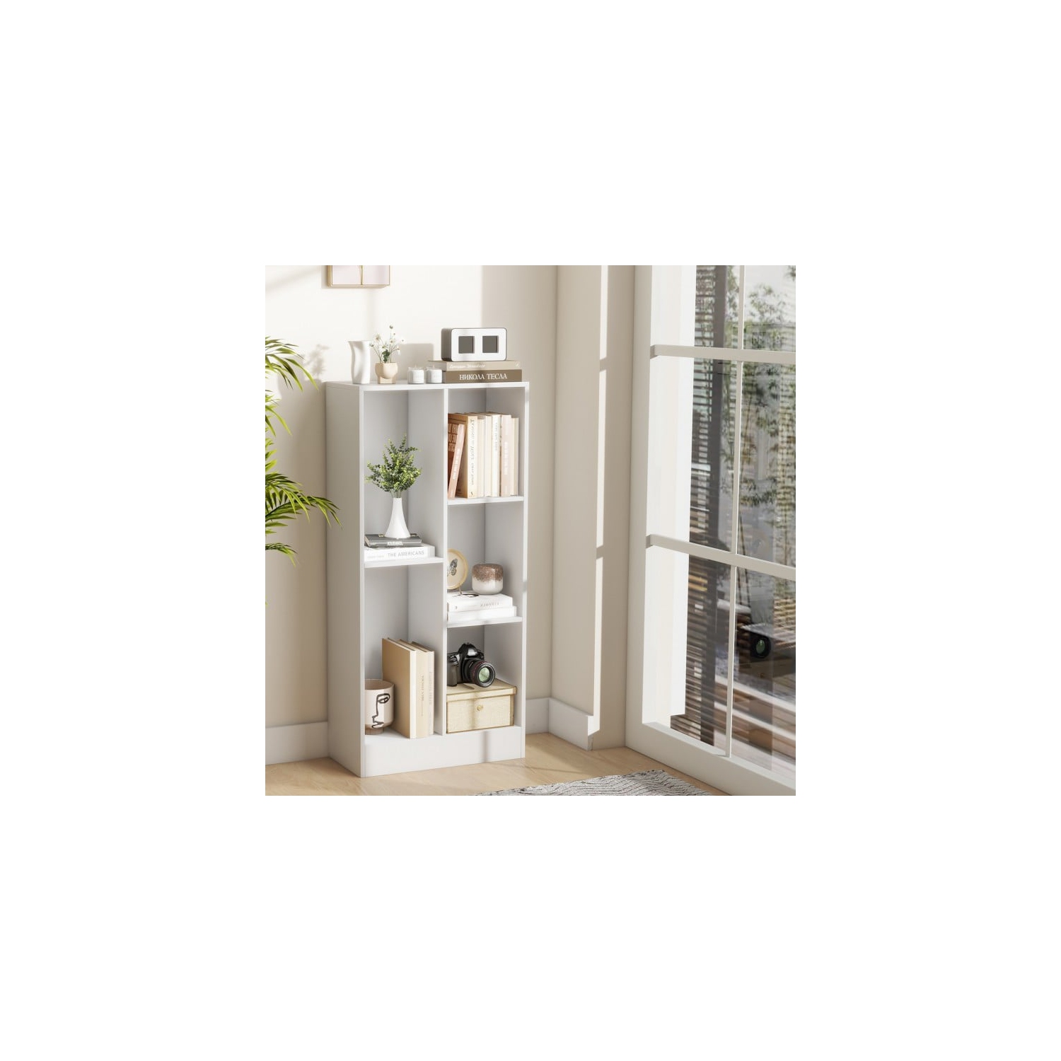 Bibliothèque à 5 cubes avec ensembles antibasculement, rangement sécuritaire et robuste