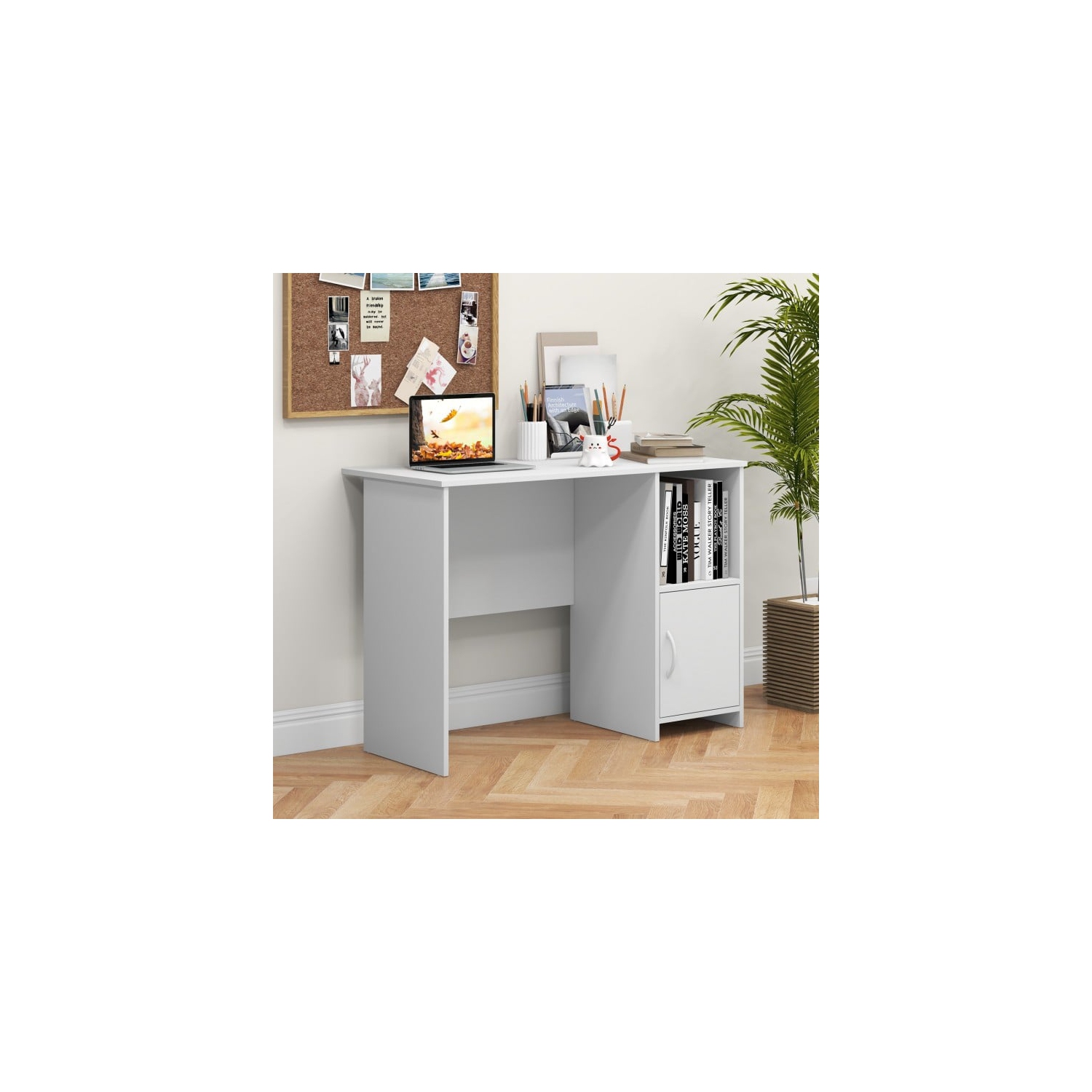 Modern Computer Desk with Cabinet for Storage and Organized Workspace