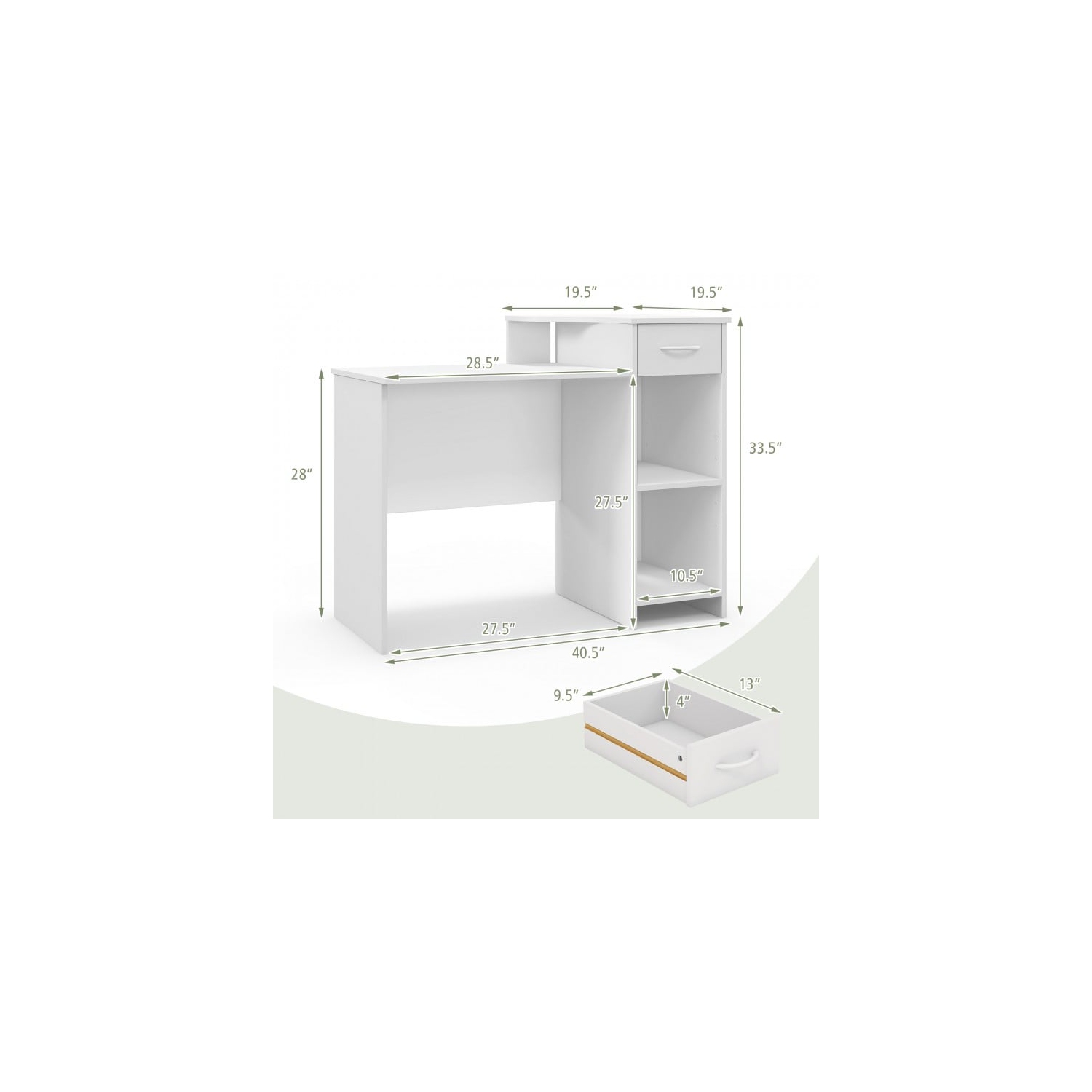 Computer Desk with Adjustable Shelf and Cable Hole for Modern Home Office