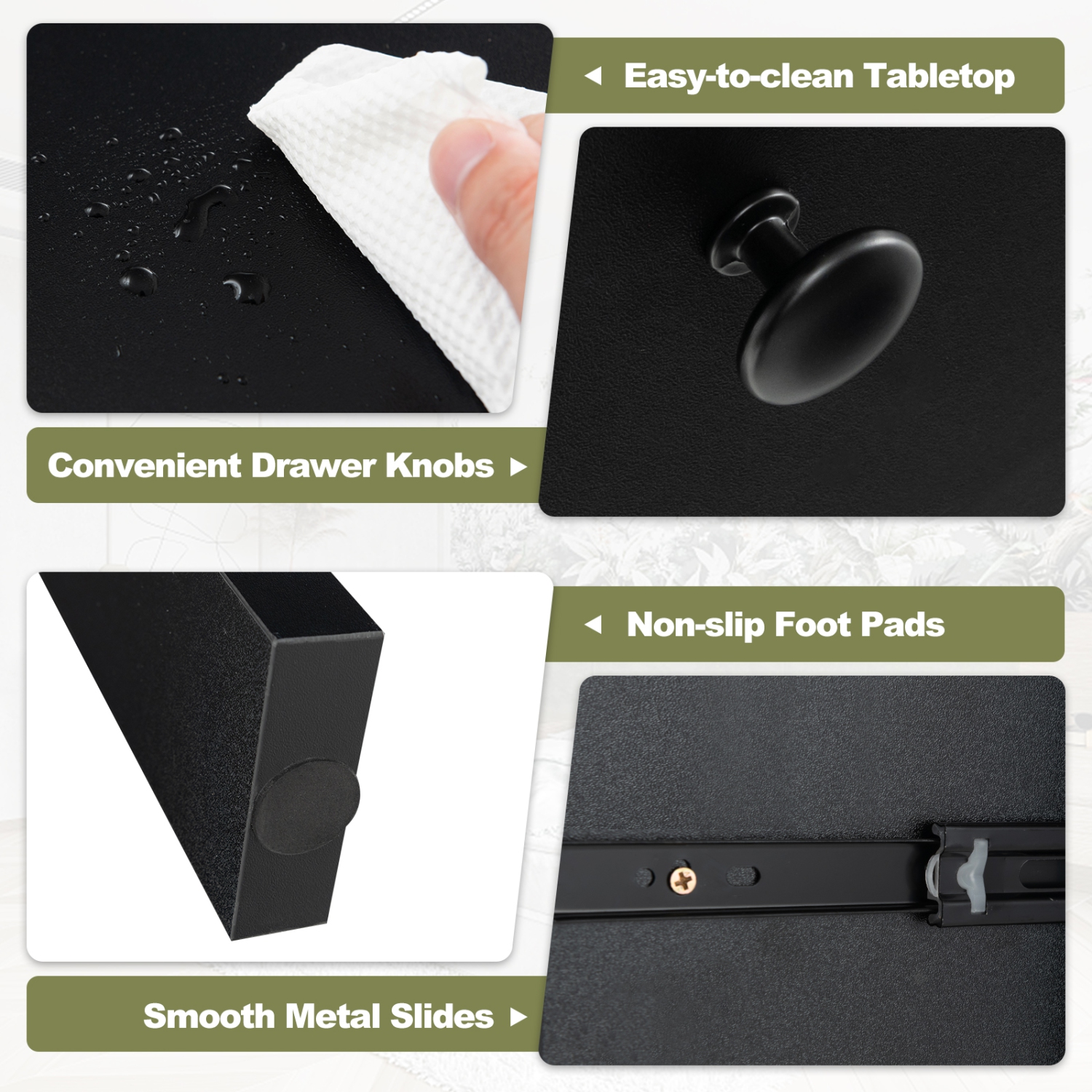 Bureau d'ordinateur avec tiroirs, prises d'alimentation et étagère à 5 compartiments pour le rangement de bureau