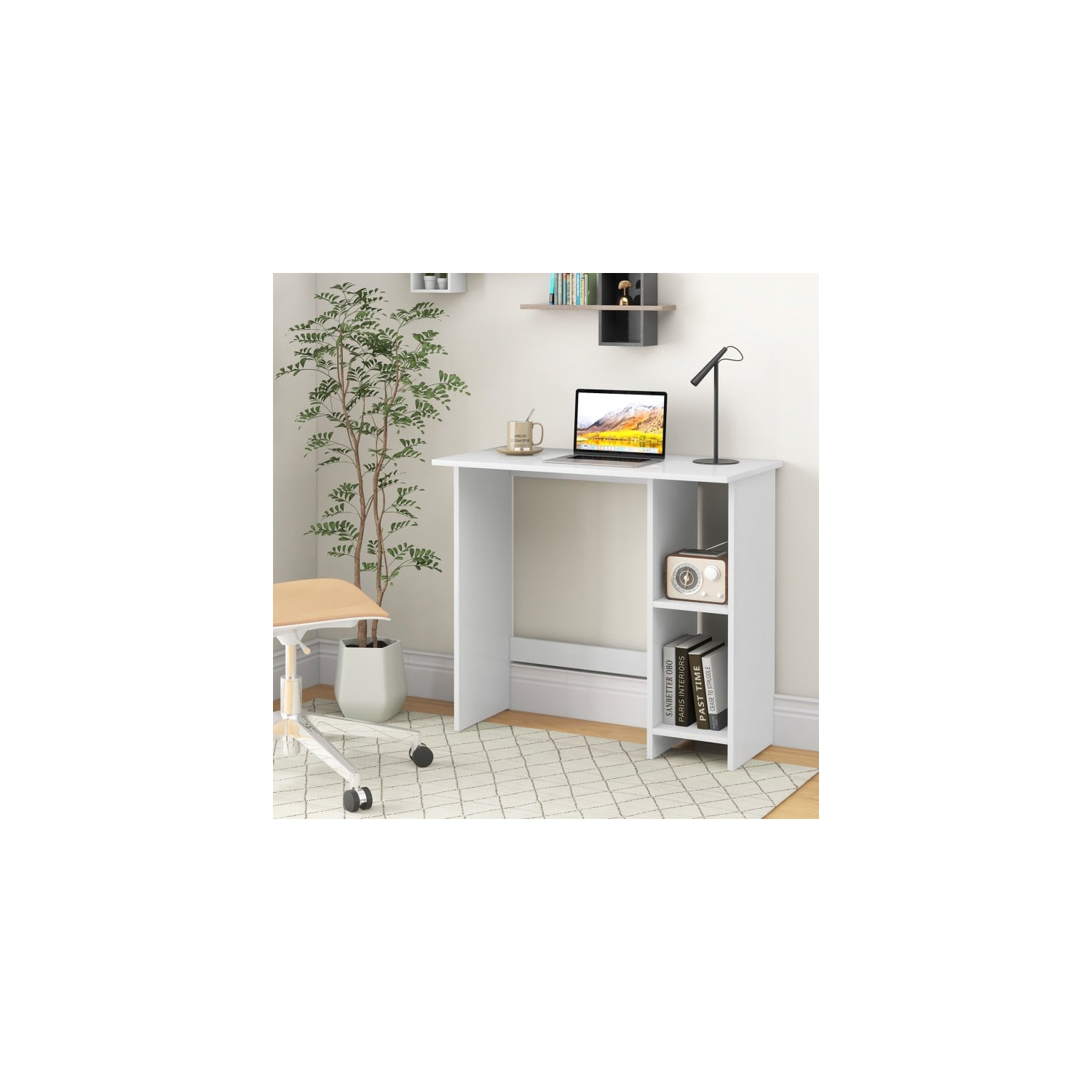 Small Desk with Storage and Adjustable Shelf, Ideal for Home Office or Study