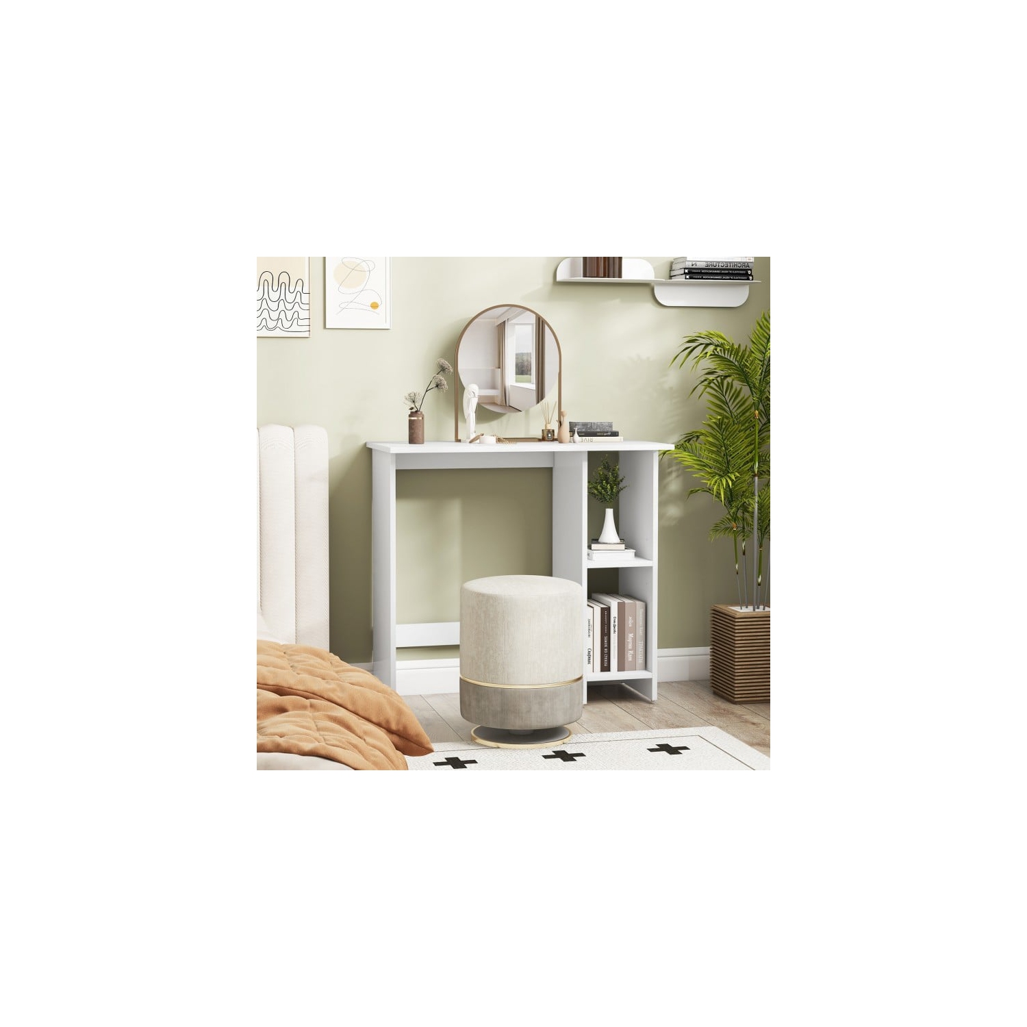 Small Desk with Storage and Adjustable Shelf, Ideal for Home Office or Study