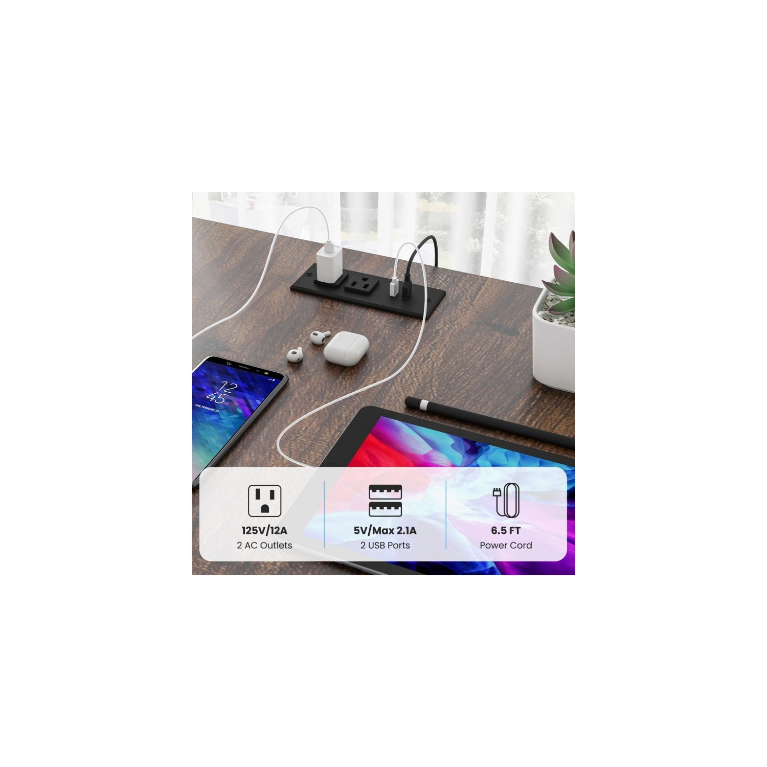 2-Person Reversible Computer Desk with LED Lights, Long Office Desk for Shared Workspace