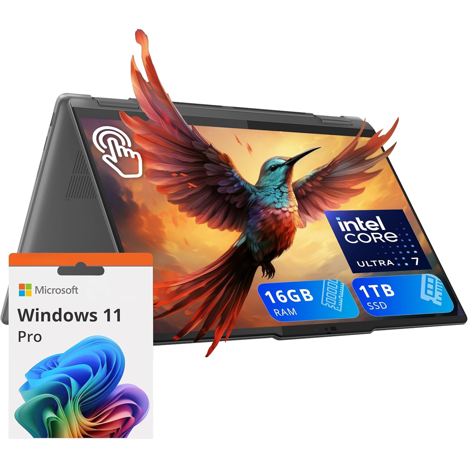 Open Box - Lenovo Yoga 7i 2-in-1 14" 2K Touchscreen Laptop, Intel Ultra 7 155U, 1TB SSD, 16GB LPDDR5X, Backlit Keyboard, Fingerprint Reader, WiFi 6E,