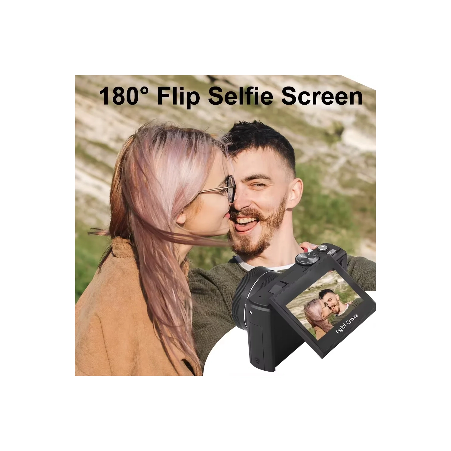 HD flip screen CCD digital camera WIFI transmission student retro micro-single entry portable card machine - black [32G memory card + card reader + 2